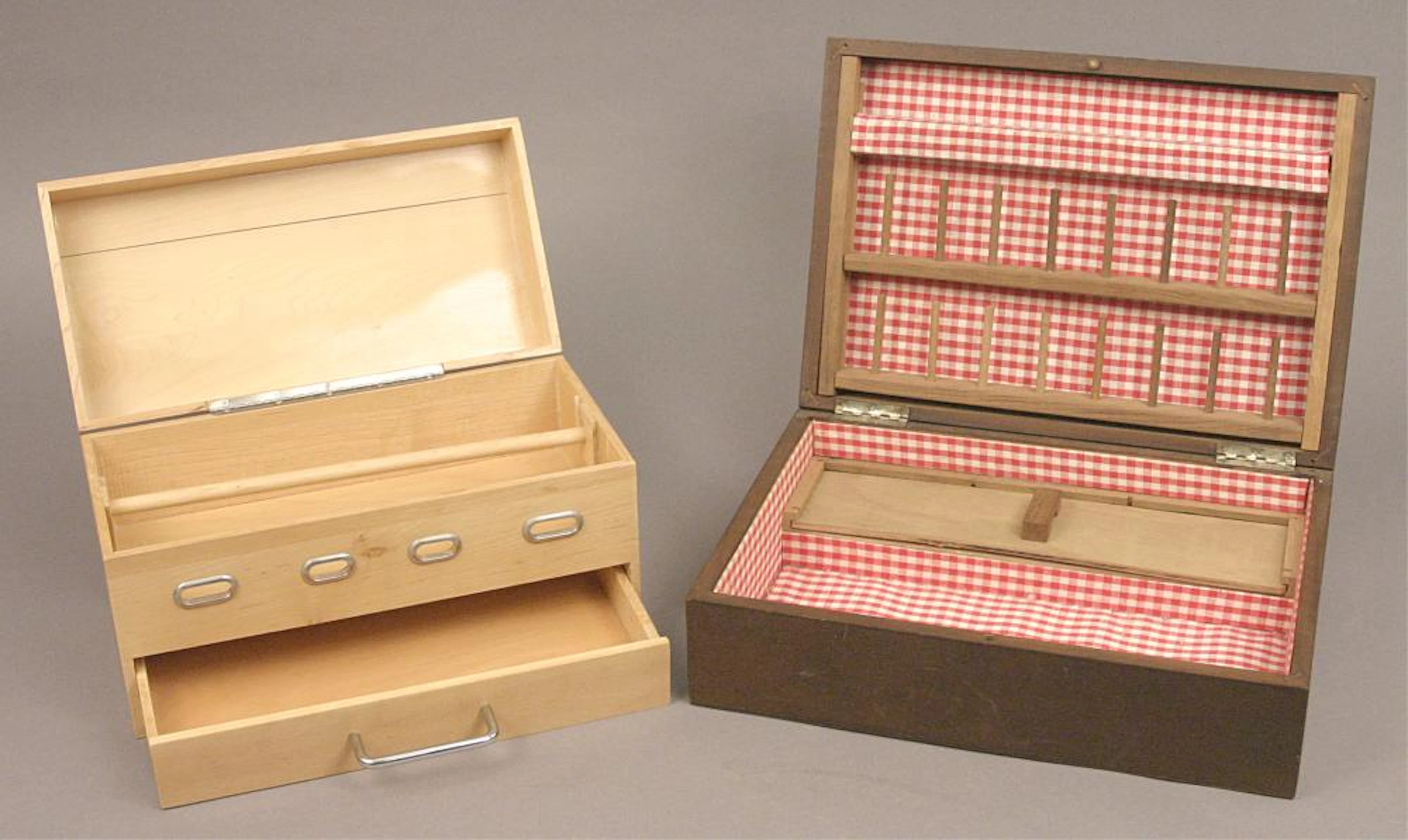 2 Wooden Sewing Boxes