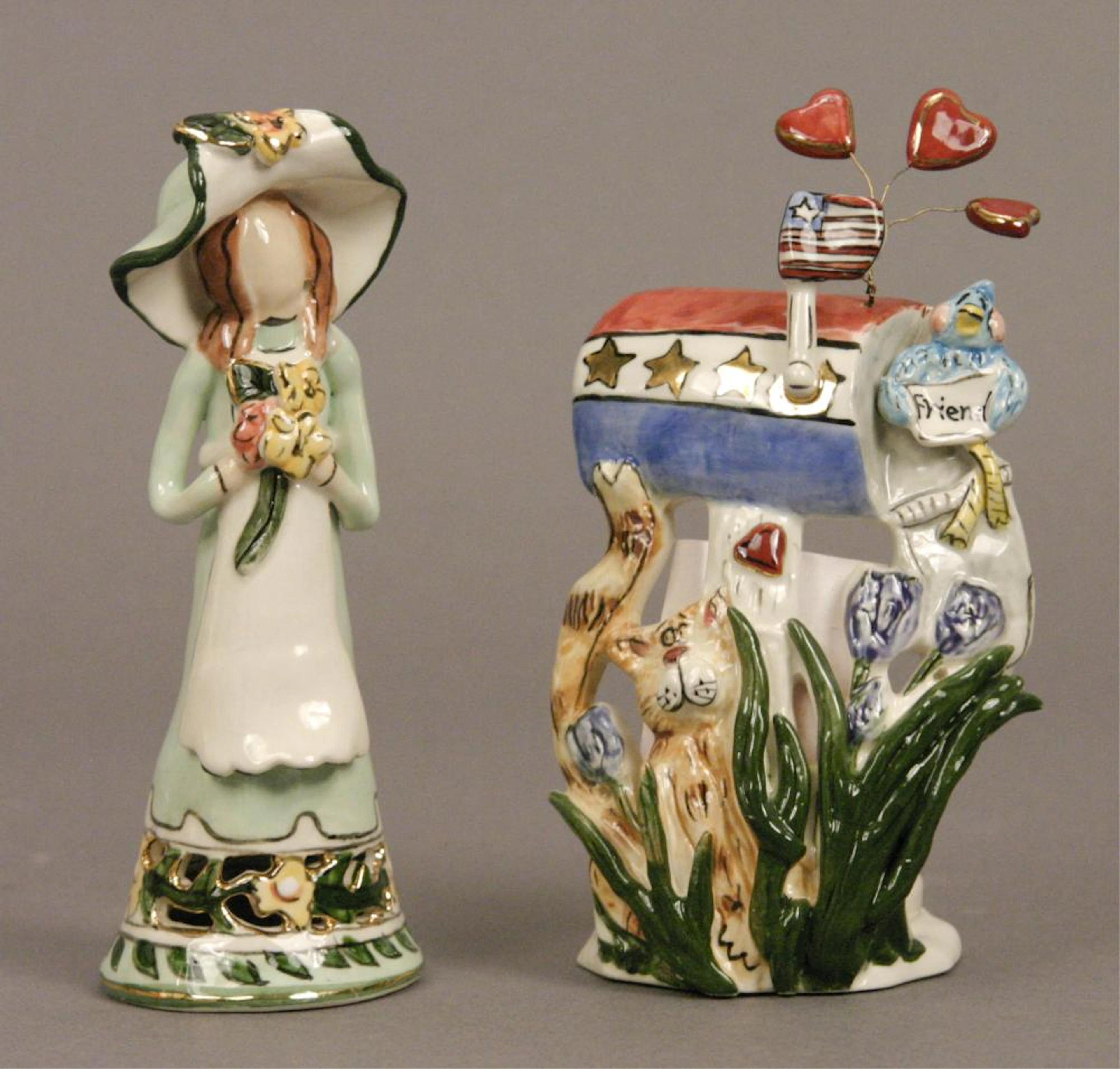 2 Clayworks Figurines By Heather Goldminc
