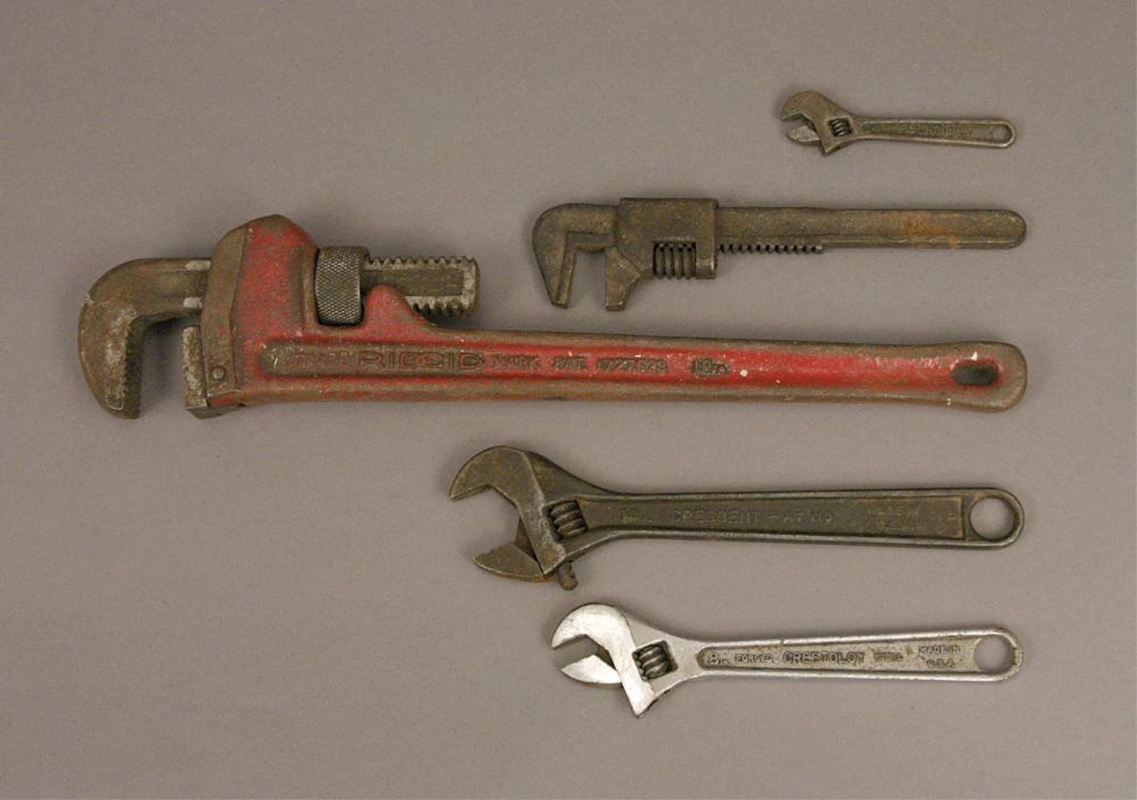 Assorted Pipe Wrenches & Adjustable Wrenches