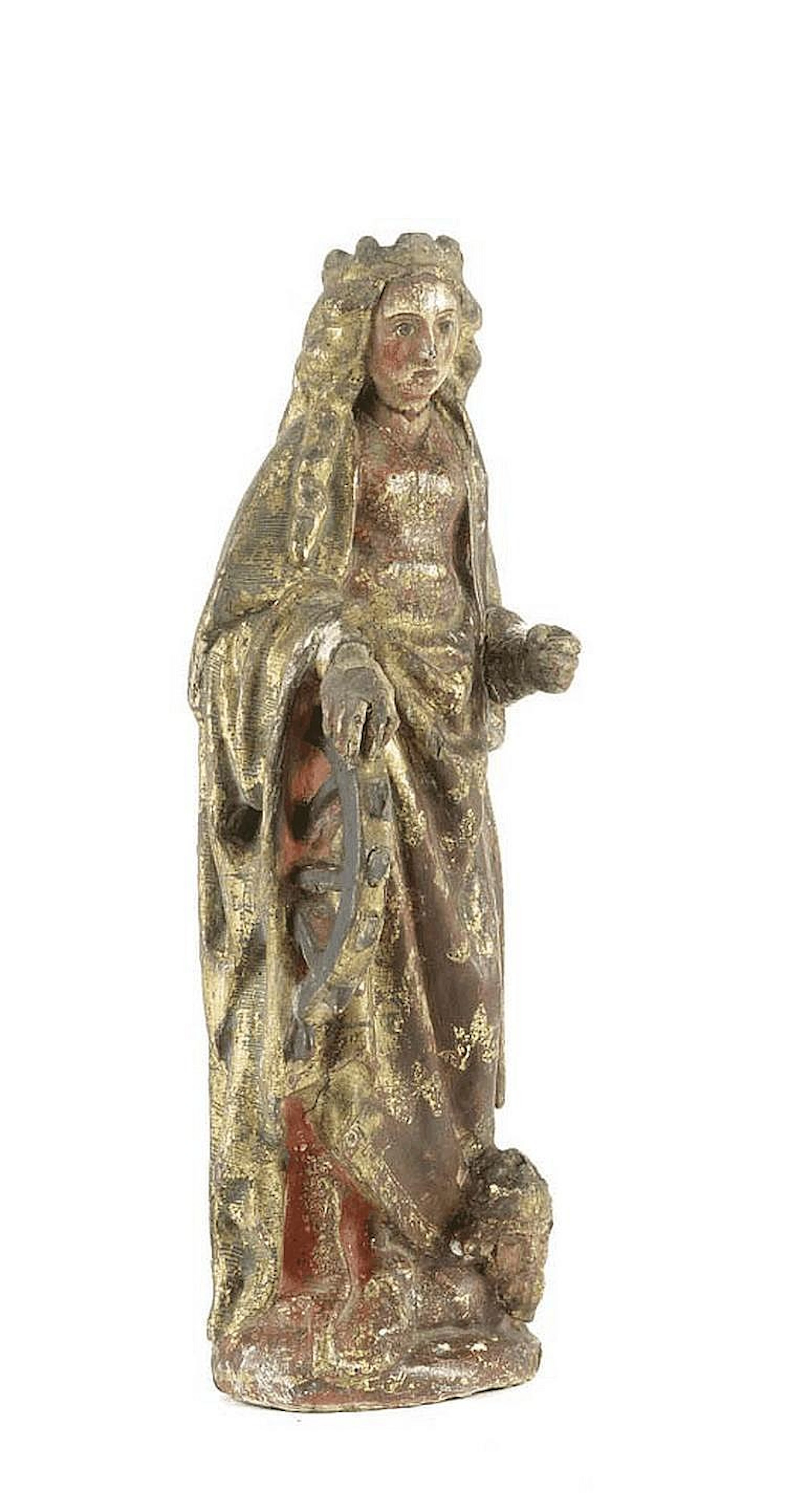 Rara Santa Catarina, escultura Flamenga, em madeir