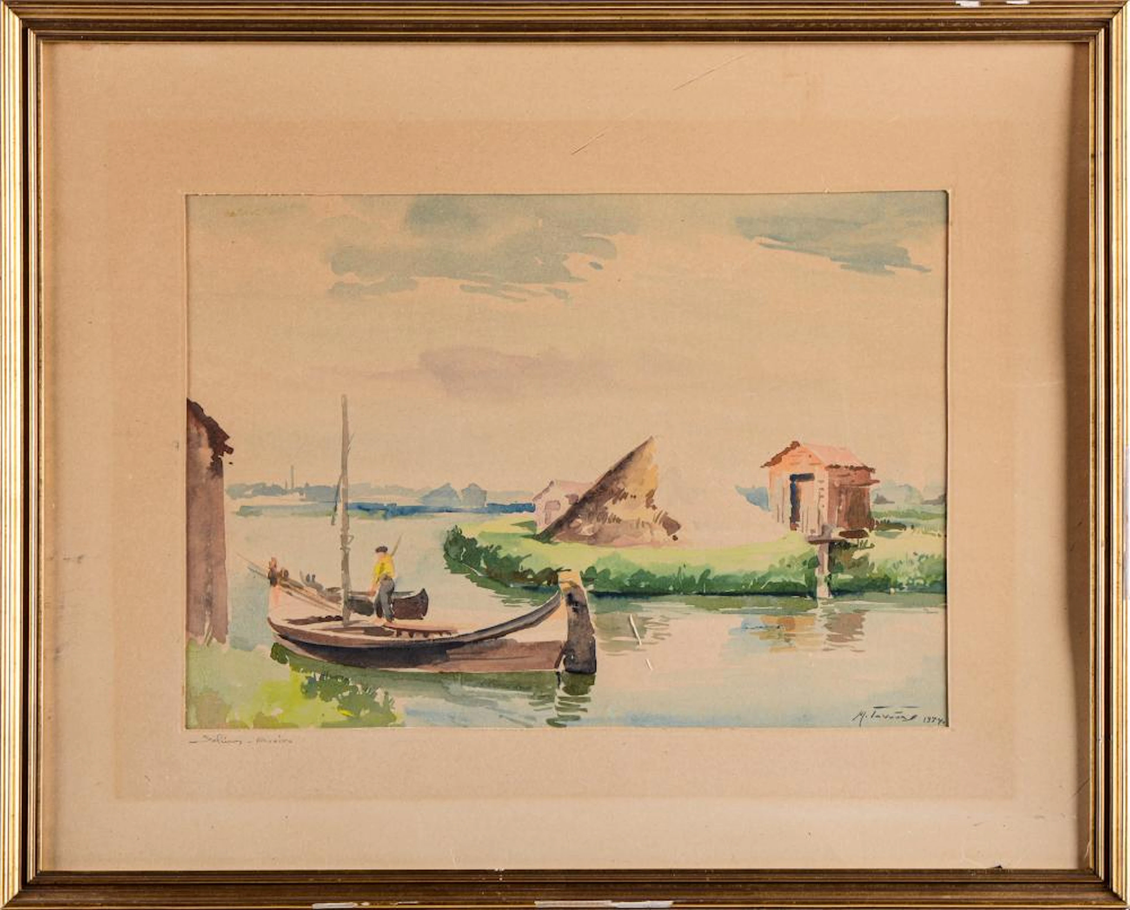 MANUEL TAVARES, Aguarela s/papel, 31,5 x 45,5 cm.