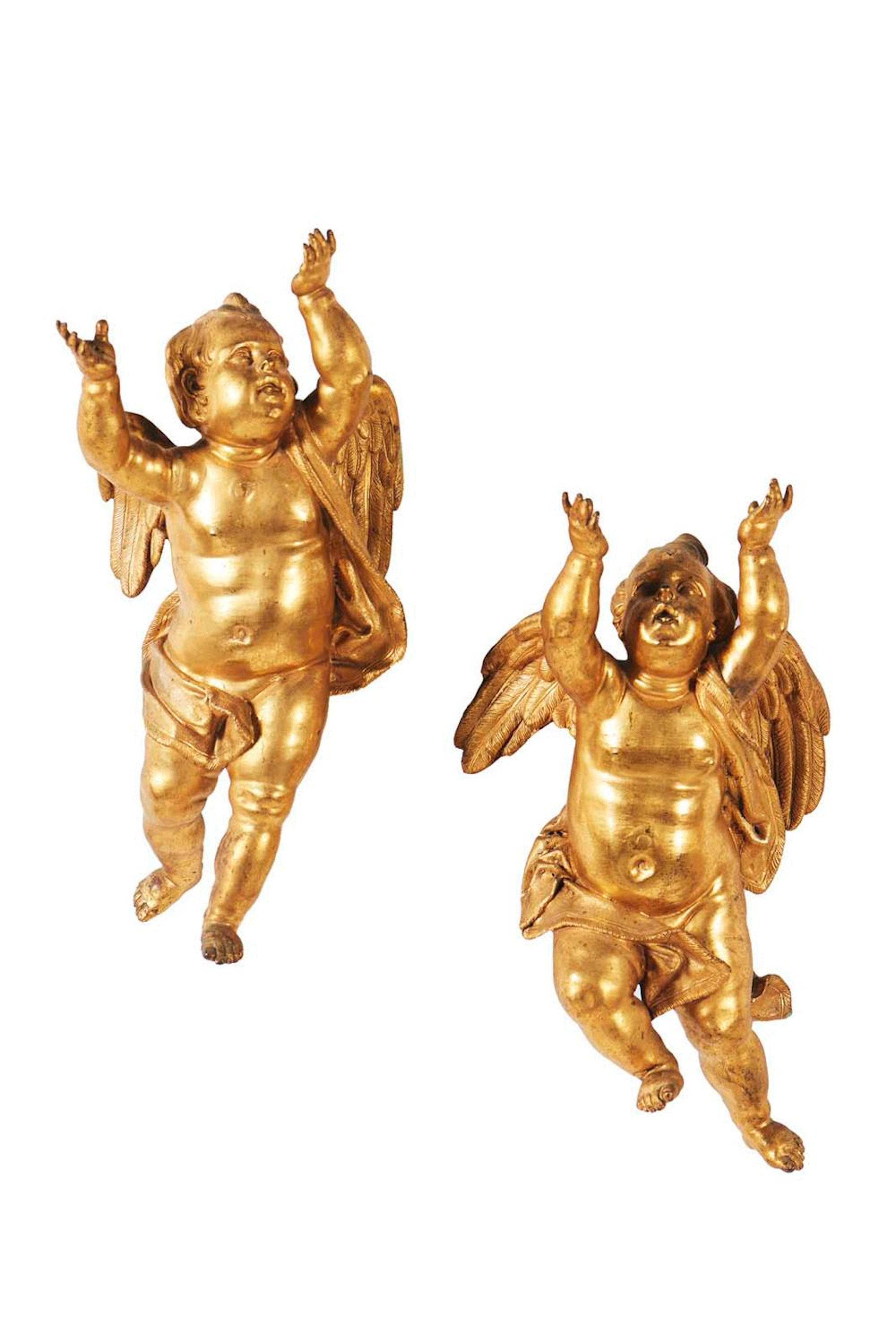 Anjos, Escs. do séc. XVIII, bronze dourado (2)