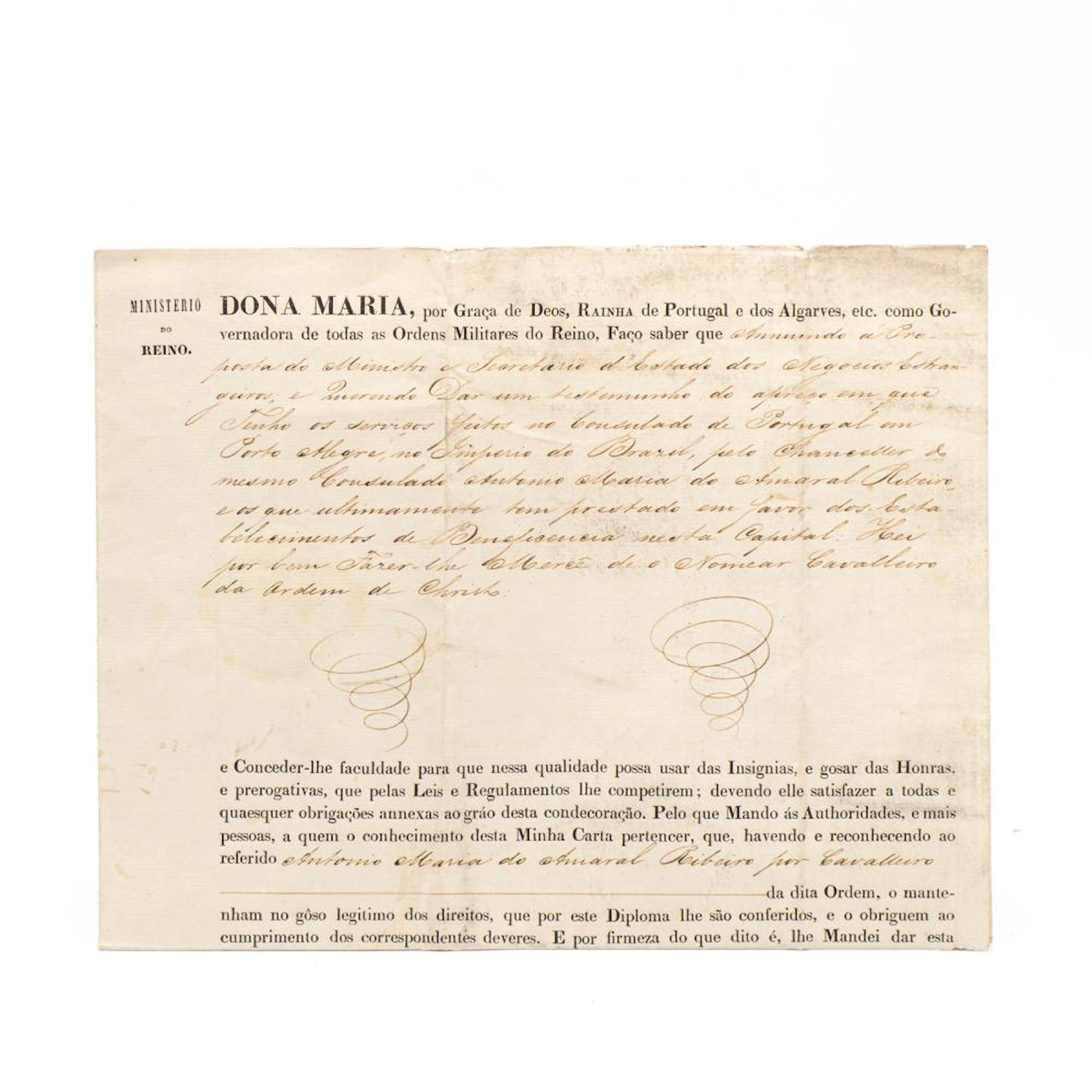 CARTA DE MERCÊ AO CHANCELER DE PORTUGAL, 1 vol.
