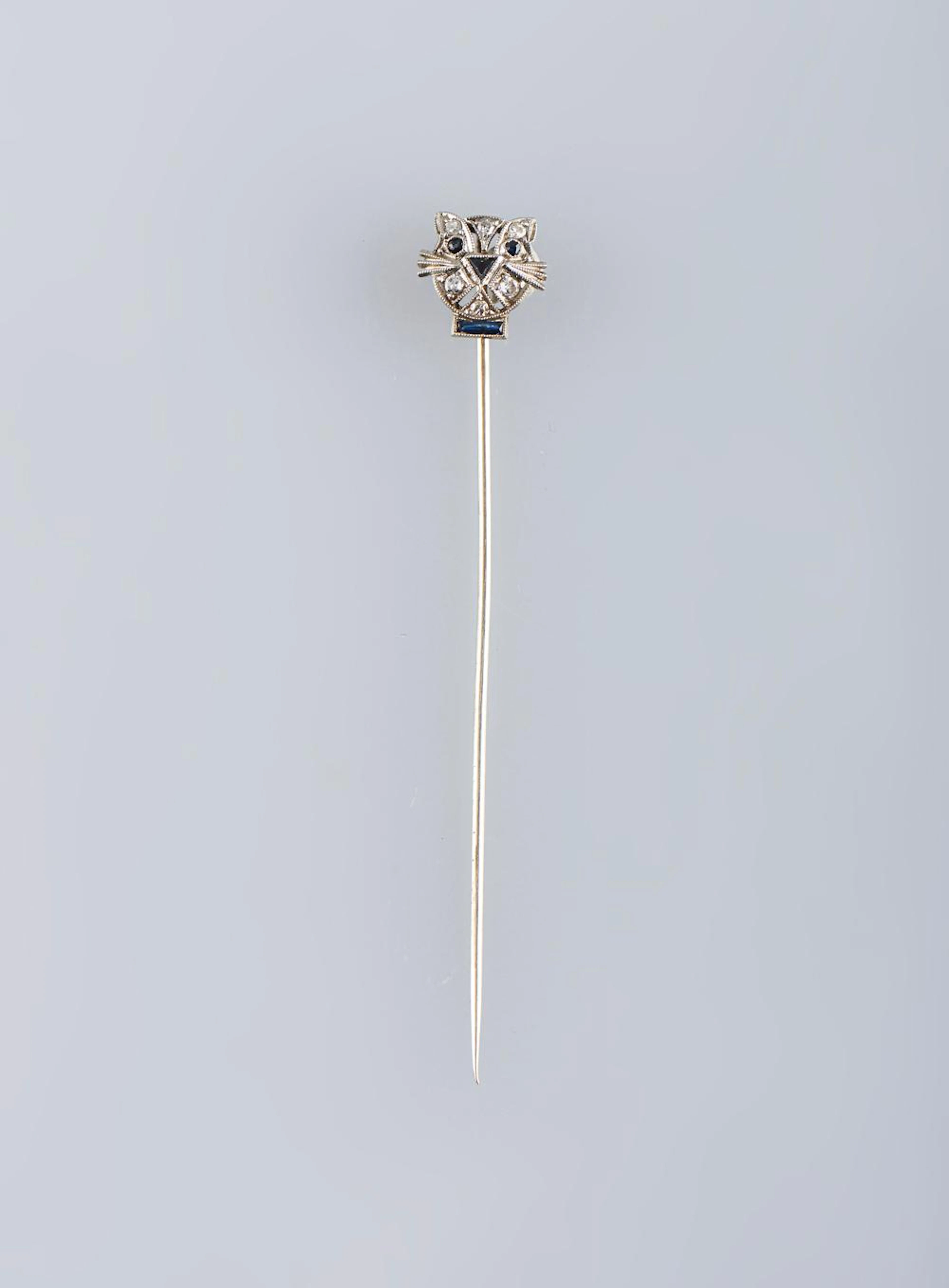 Alfinete de gravata, ouro 800%, Gato, P.1,31g