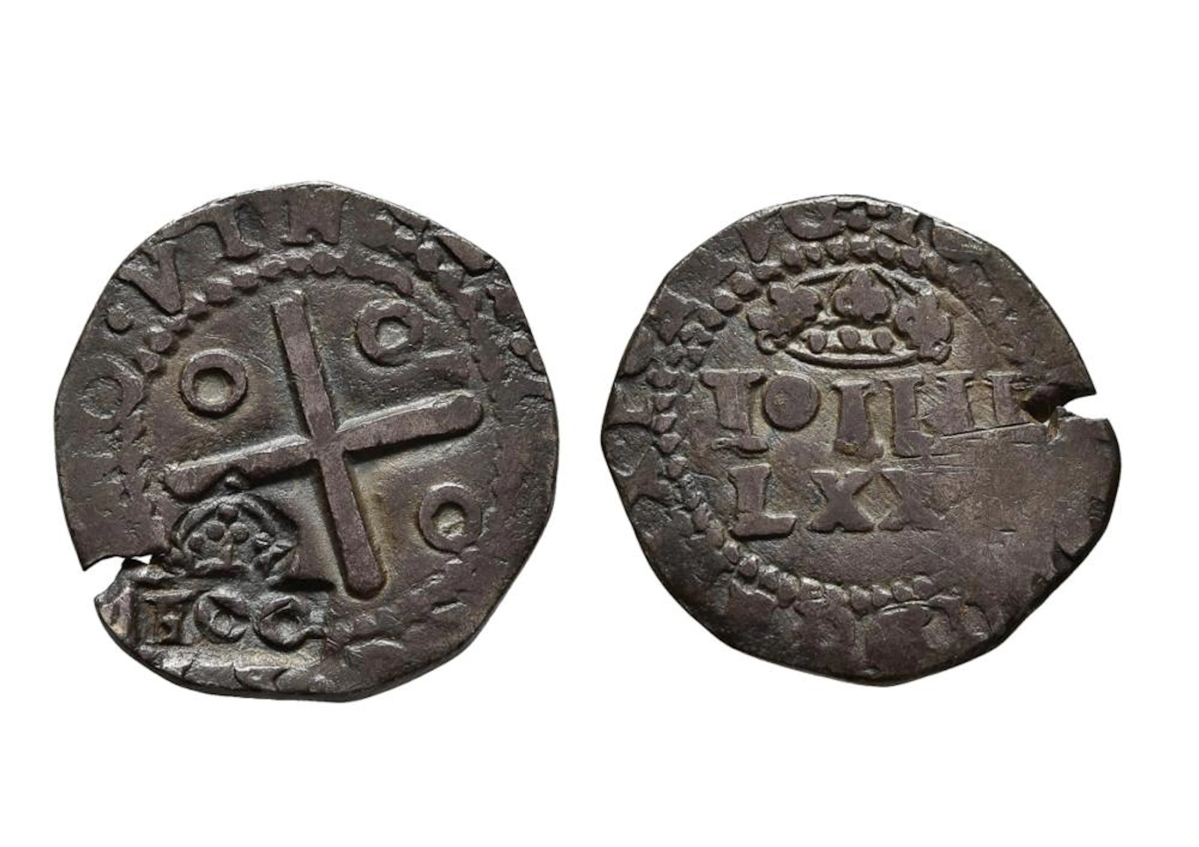 D.Afonso VI, Carimbo 100 Réis, Prata, P.3,27 g.