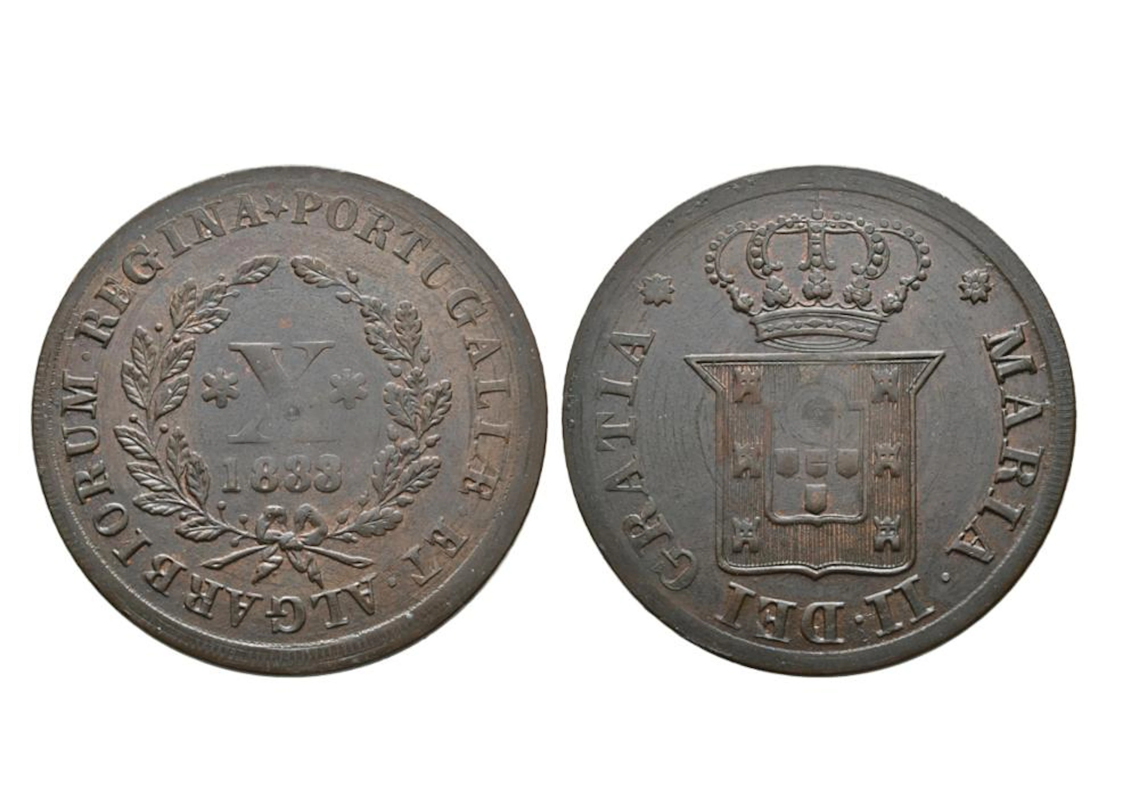D.Maria II, X Réis,1833, Loios, Cobre, P.11,71 g.