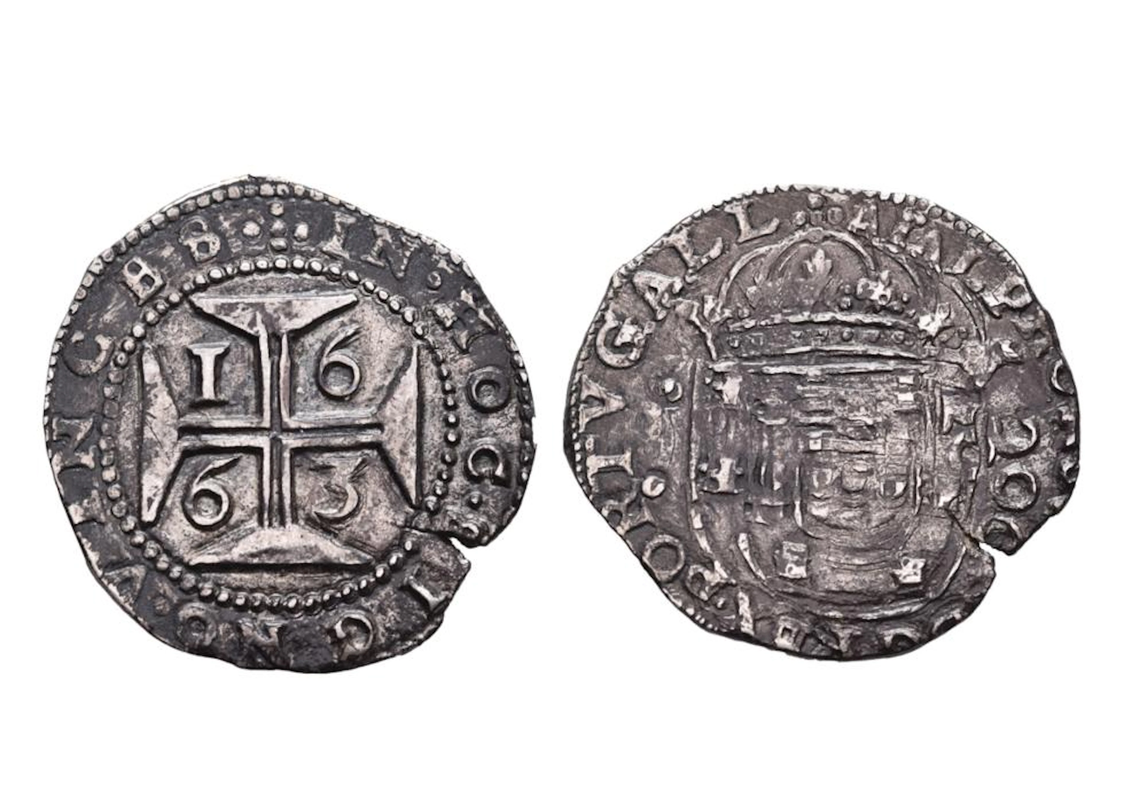D.Afonso VI,Meio Cruzado,1663, L, Prata, P.8,14 g.