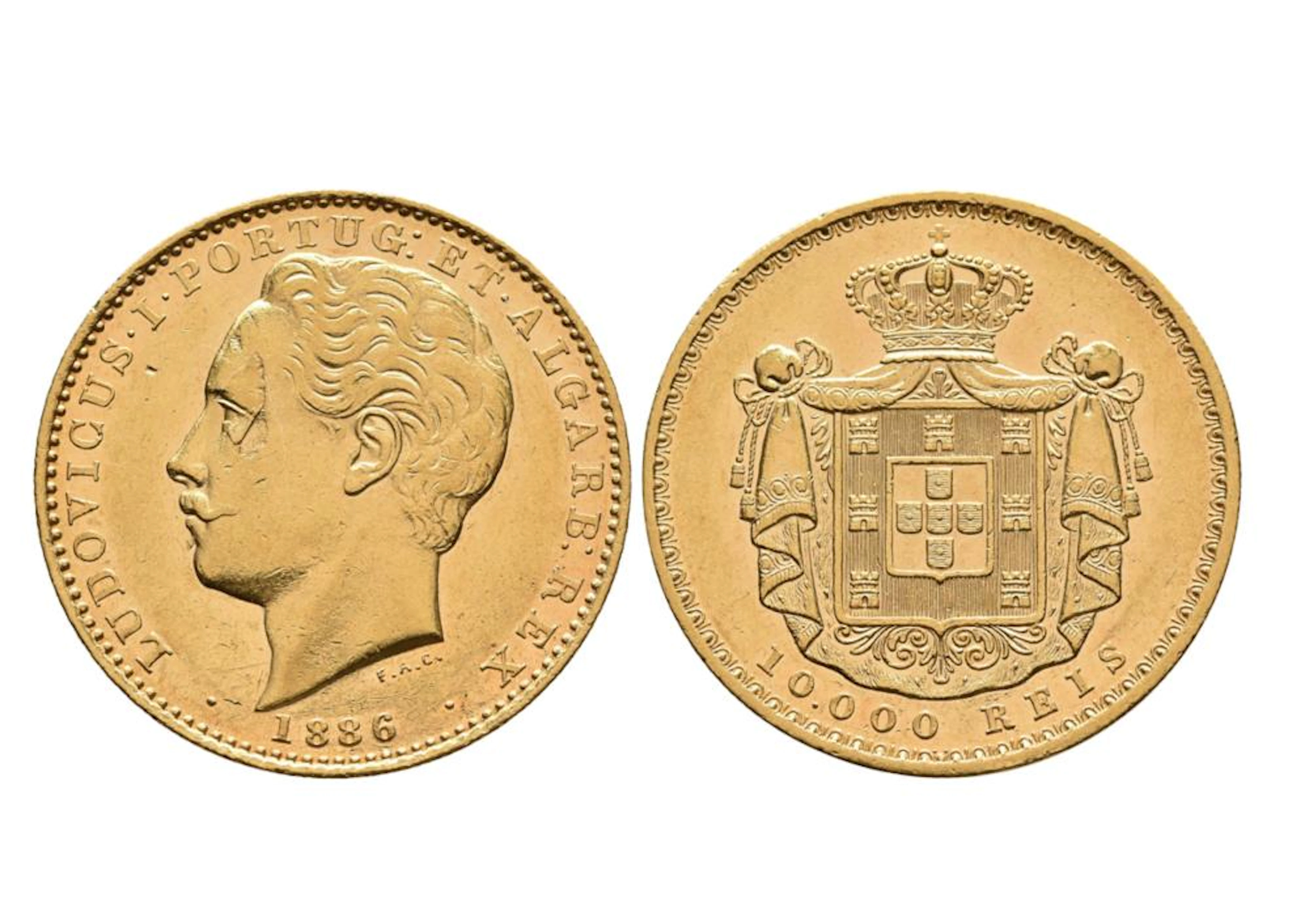 D.Luís I, 10000 Réis, 1886, Ouro, P.17,72 g.
