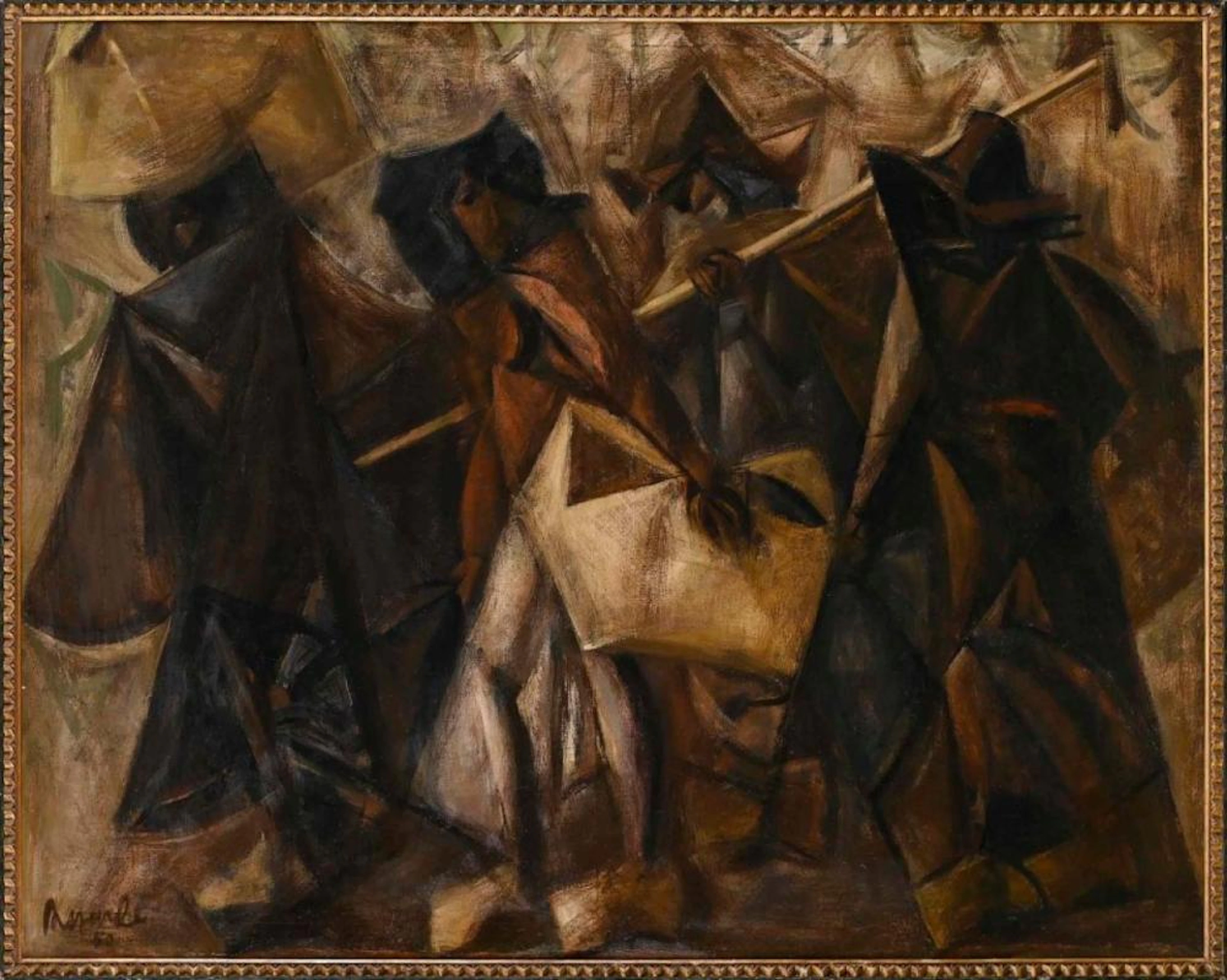 JÚLIO RESENDE, "Regresso do trabalho", Óleo sobre tela 133 x 170 cm.