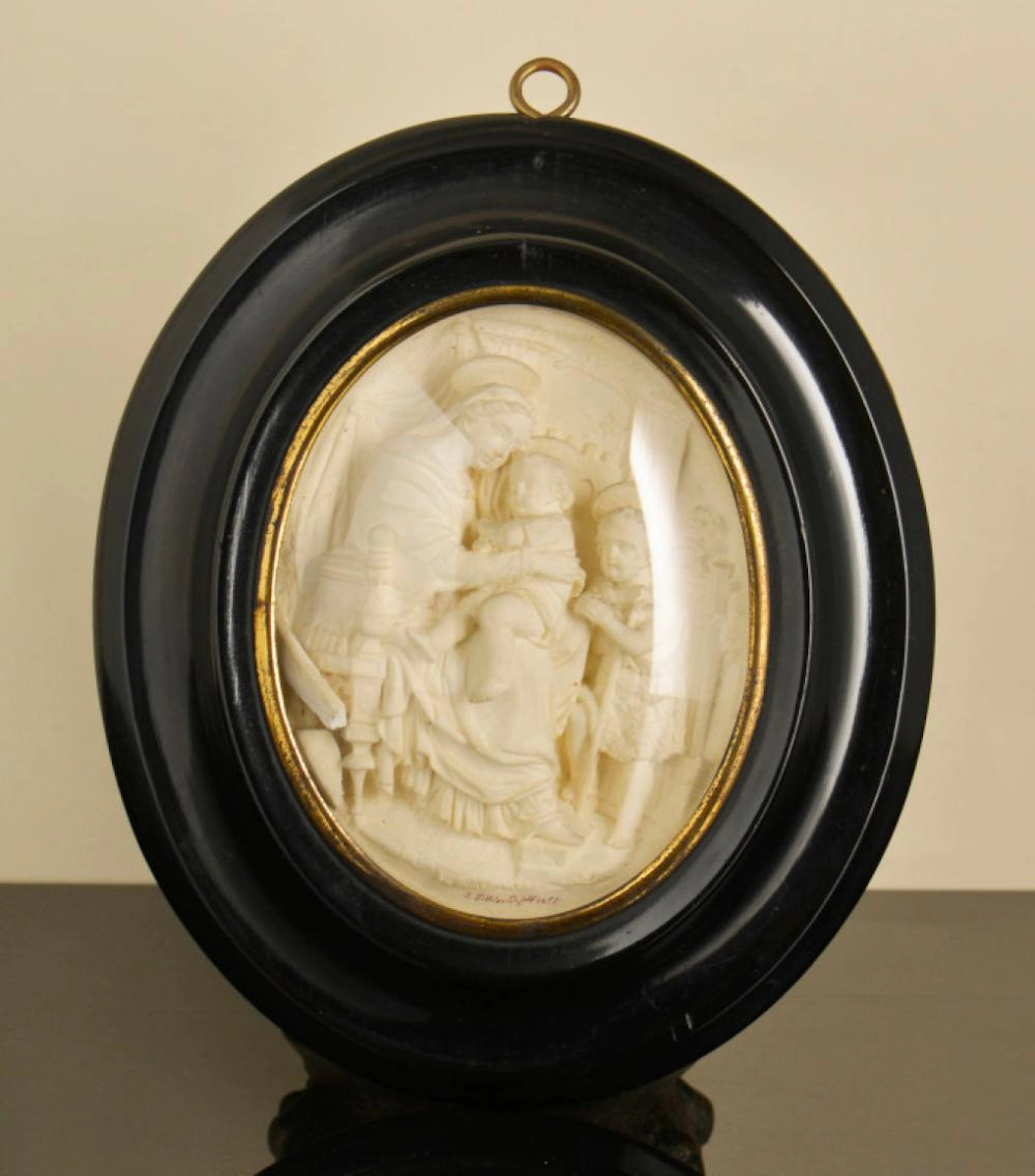ossa Senhora com o Menino Jesus e São João Baptista, placa em relevo