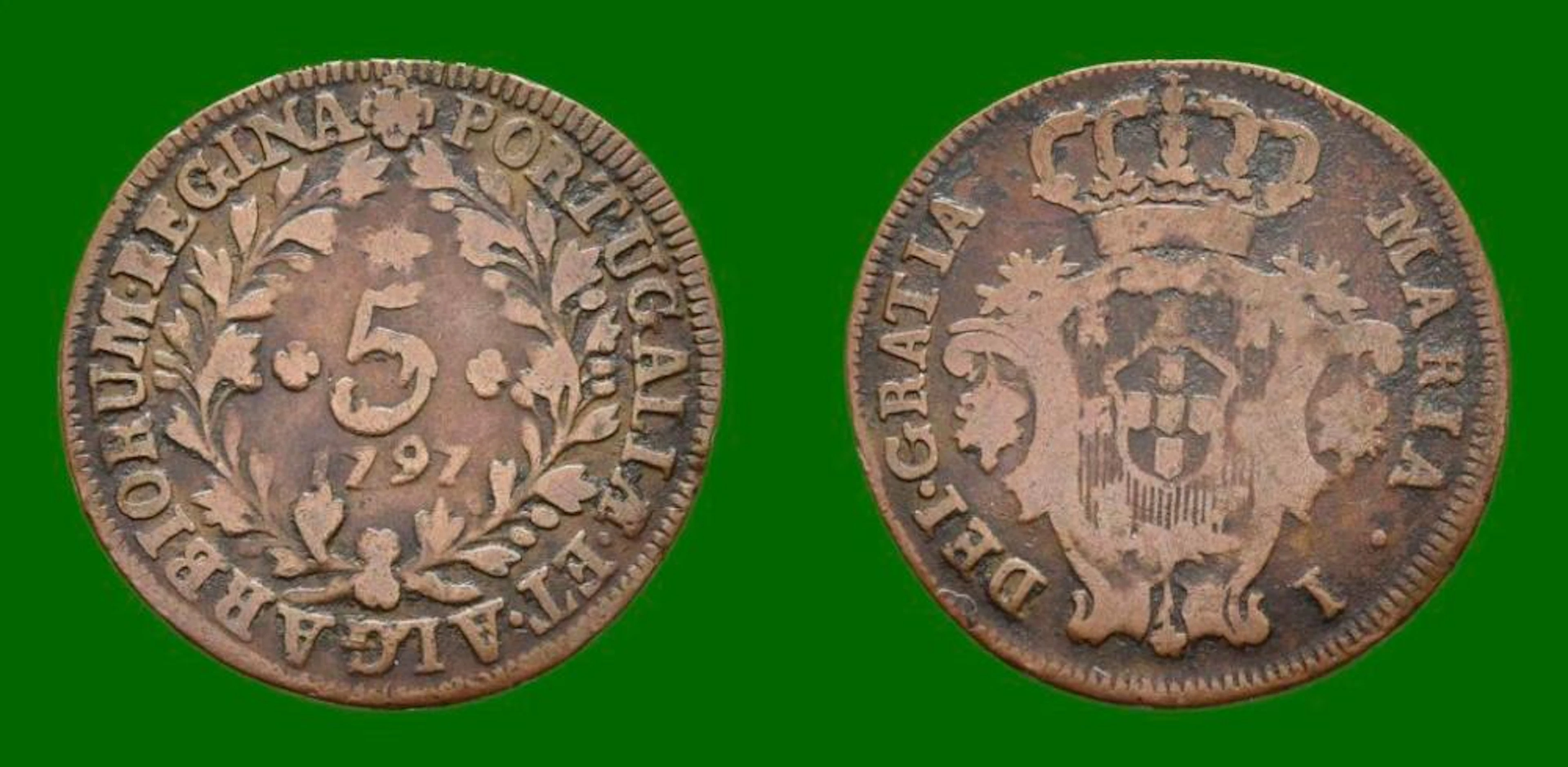 Açores, Dona Maria I, 5 Réis, 1797, Cobre