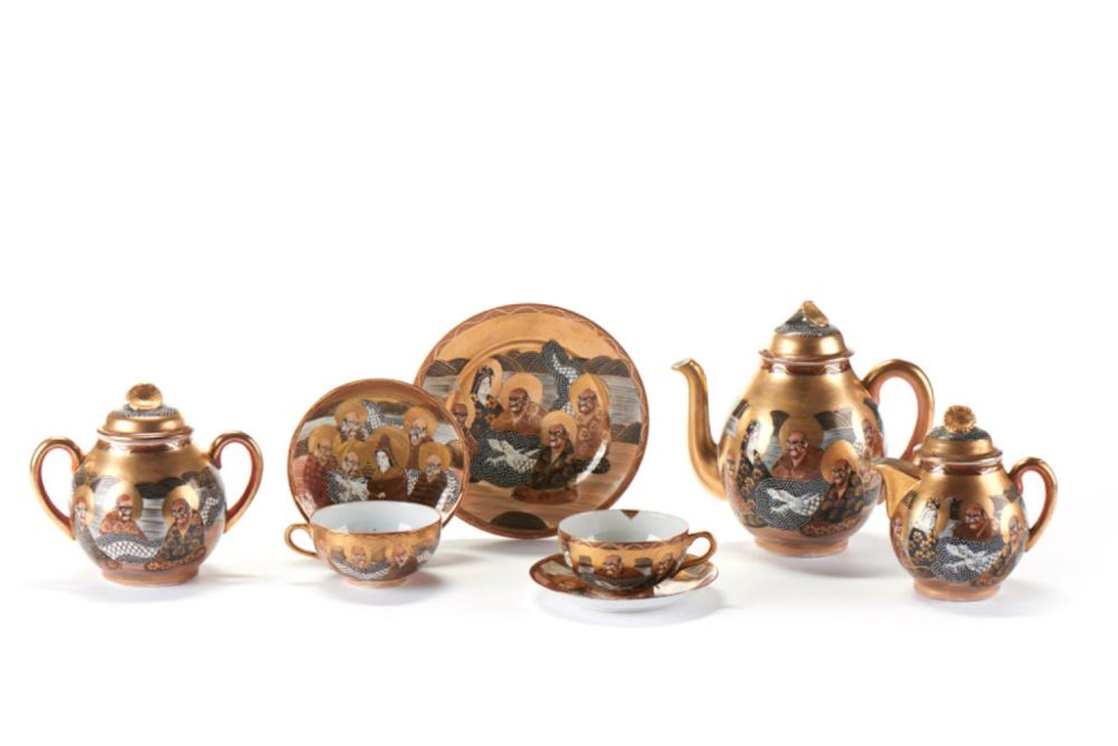 Serviço de chá em porcelana japonesa Satsuma (40)