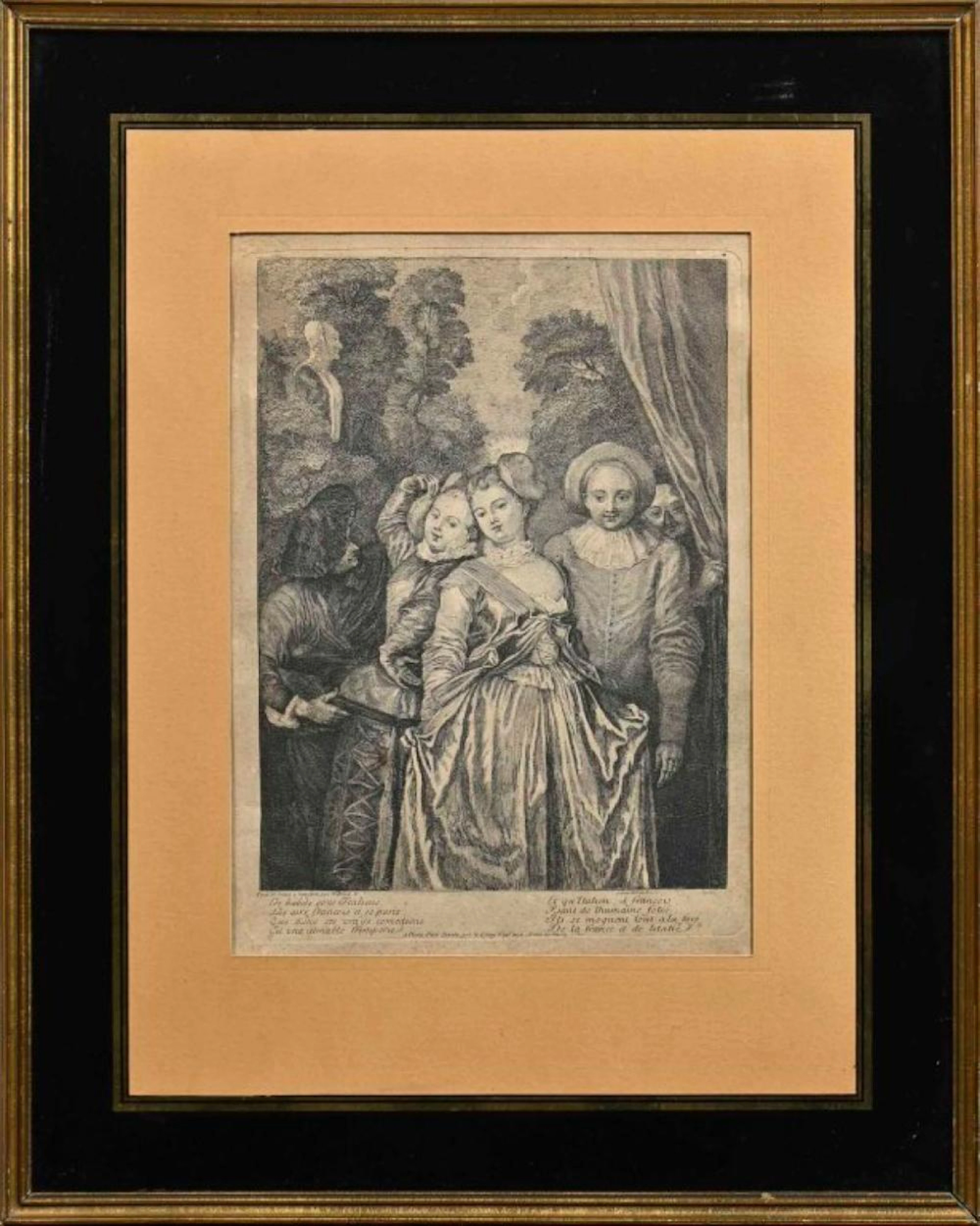 Segundo pintura e aberto por Jean-Antoine Watteau
