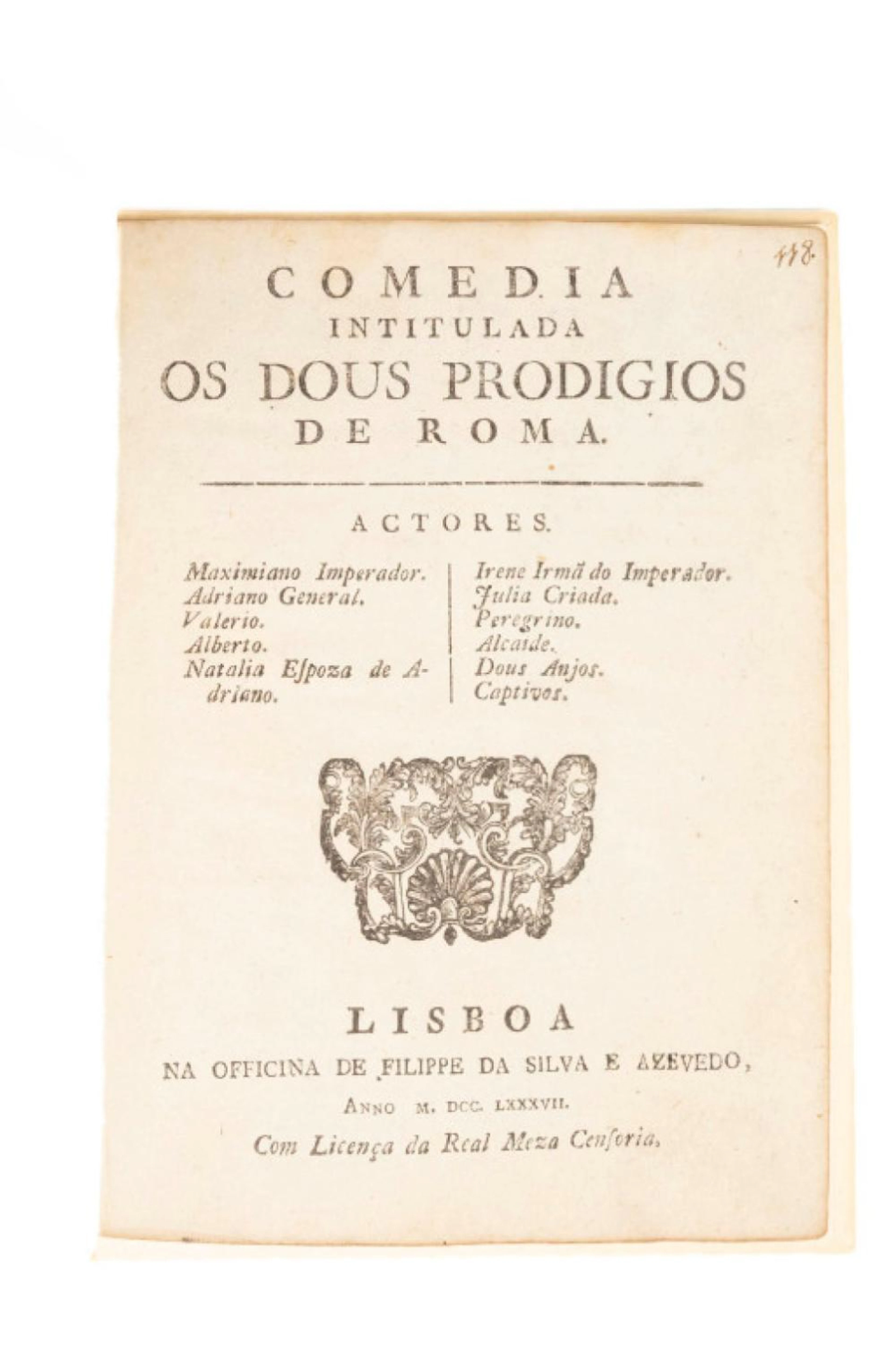 COMEDIA INTITULADA OS DOUS PRODIGIOS DE ROMA, enc.