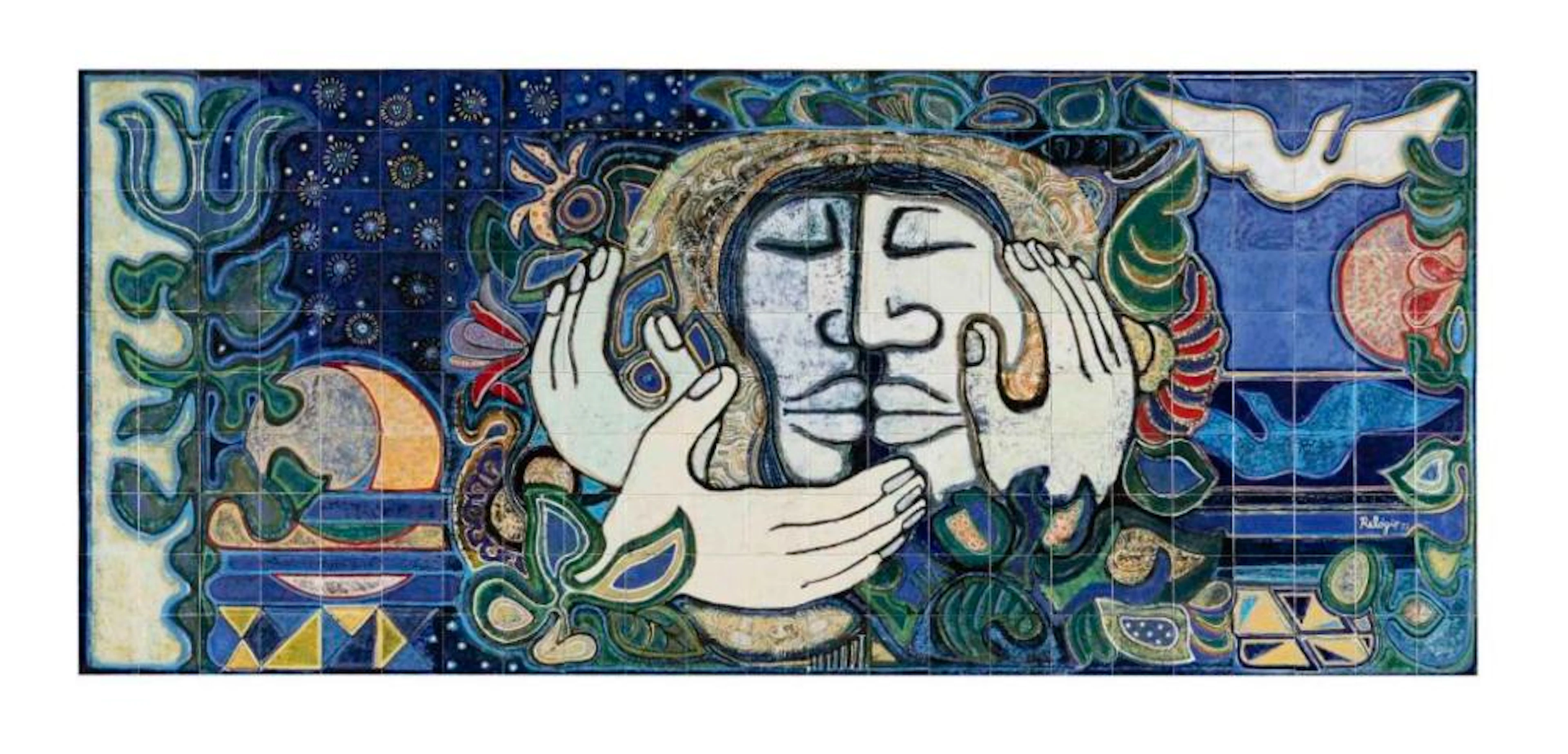 Francisco RELÓGIO (1926-1997) Painel de 230 azulejos...