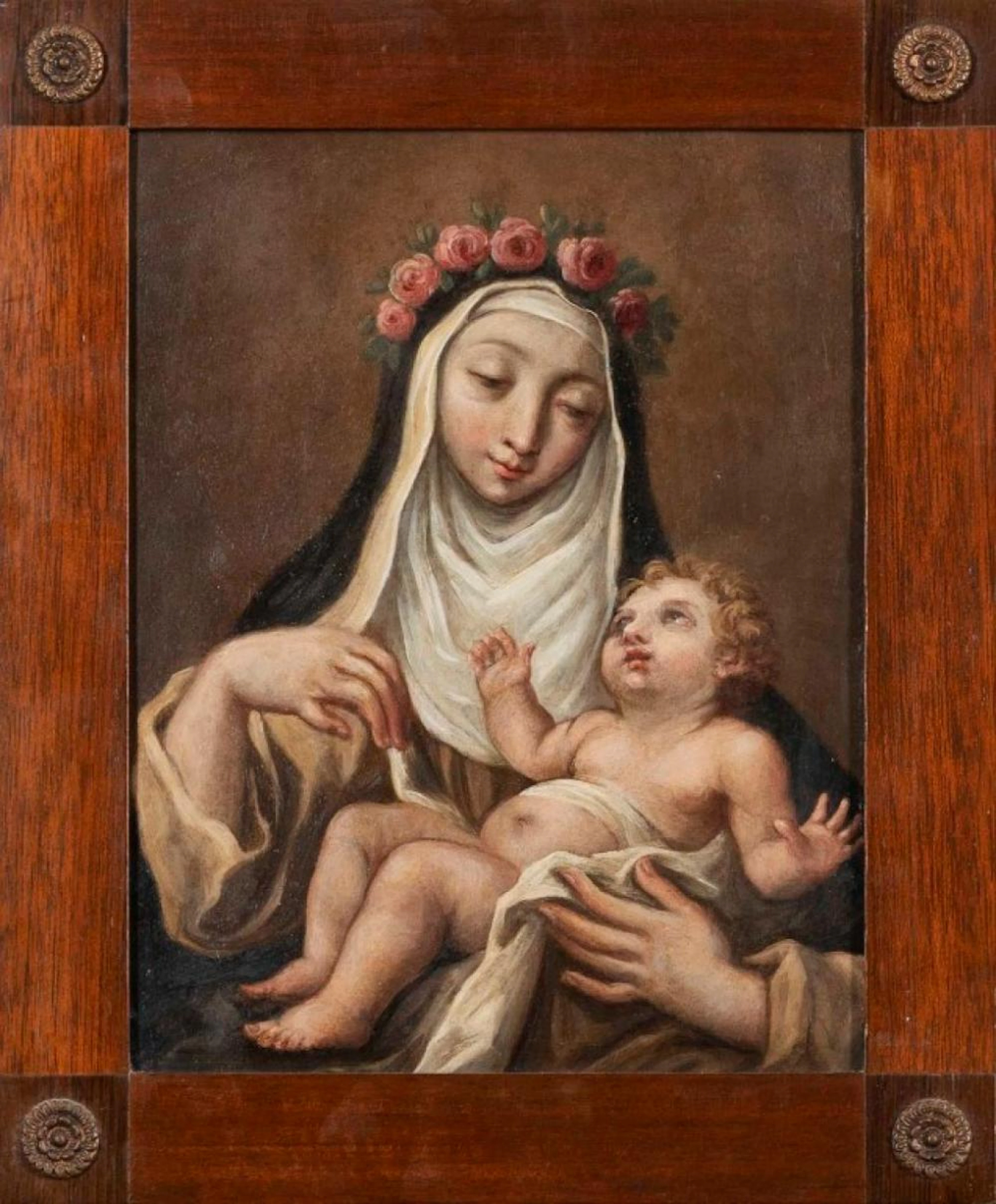 Oficina do séc. XVIII. Santa Rosa de Lima. Óleo sobre cobre. Não assinado.