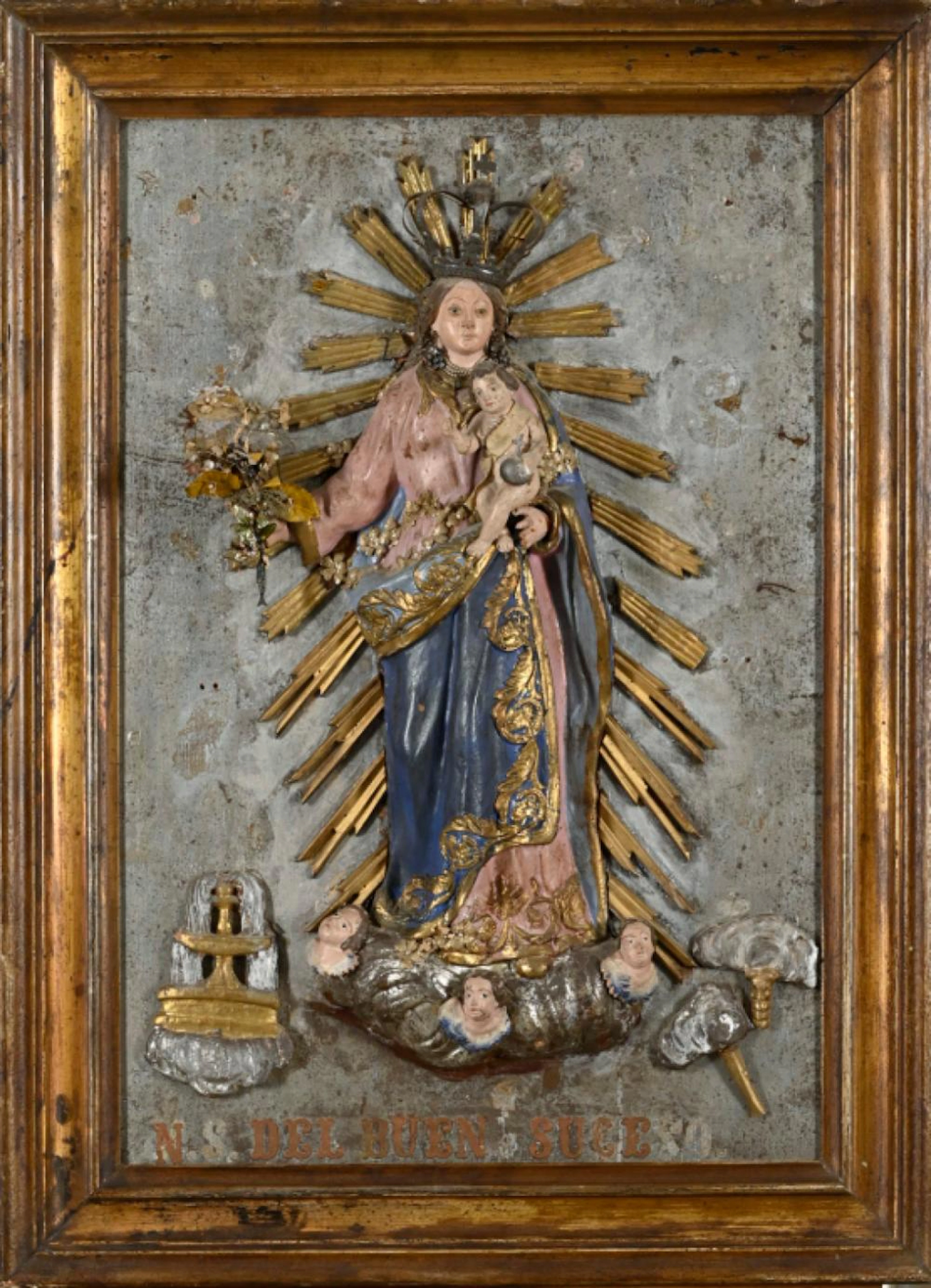 ossa Senhora com o Menino Jesus. Dim. aprox.: 75,5 x 55,5 cm.