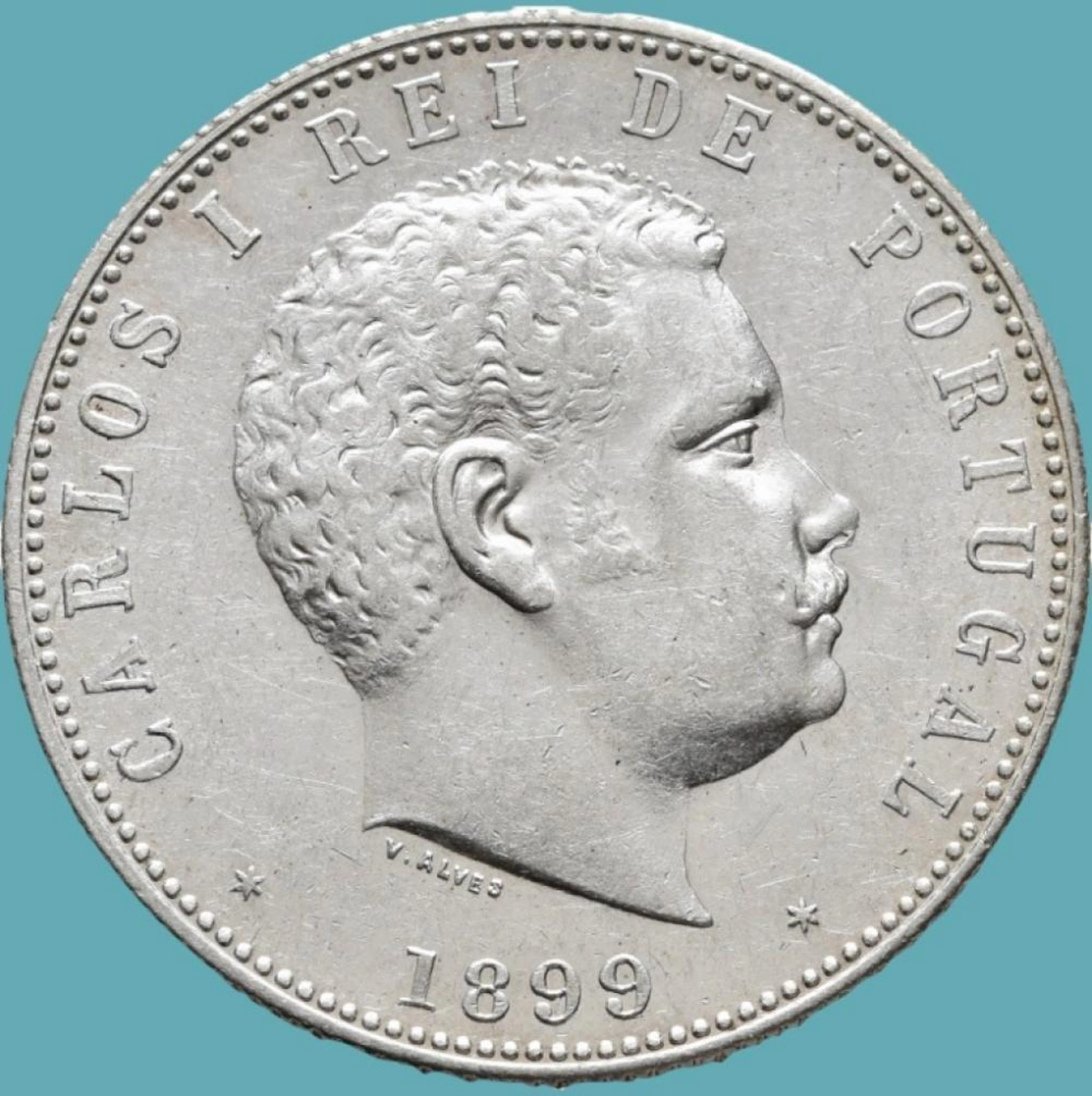 Dom Carlos I, 10 Tostões (1.000 Réis),1899, Prata, P.24,84 g.