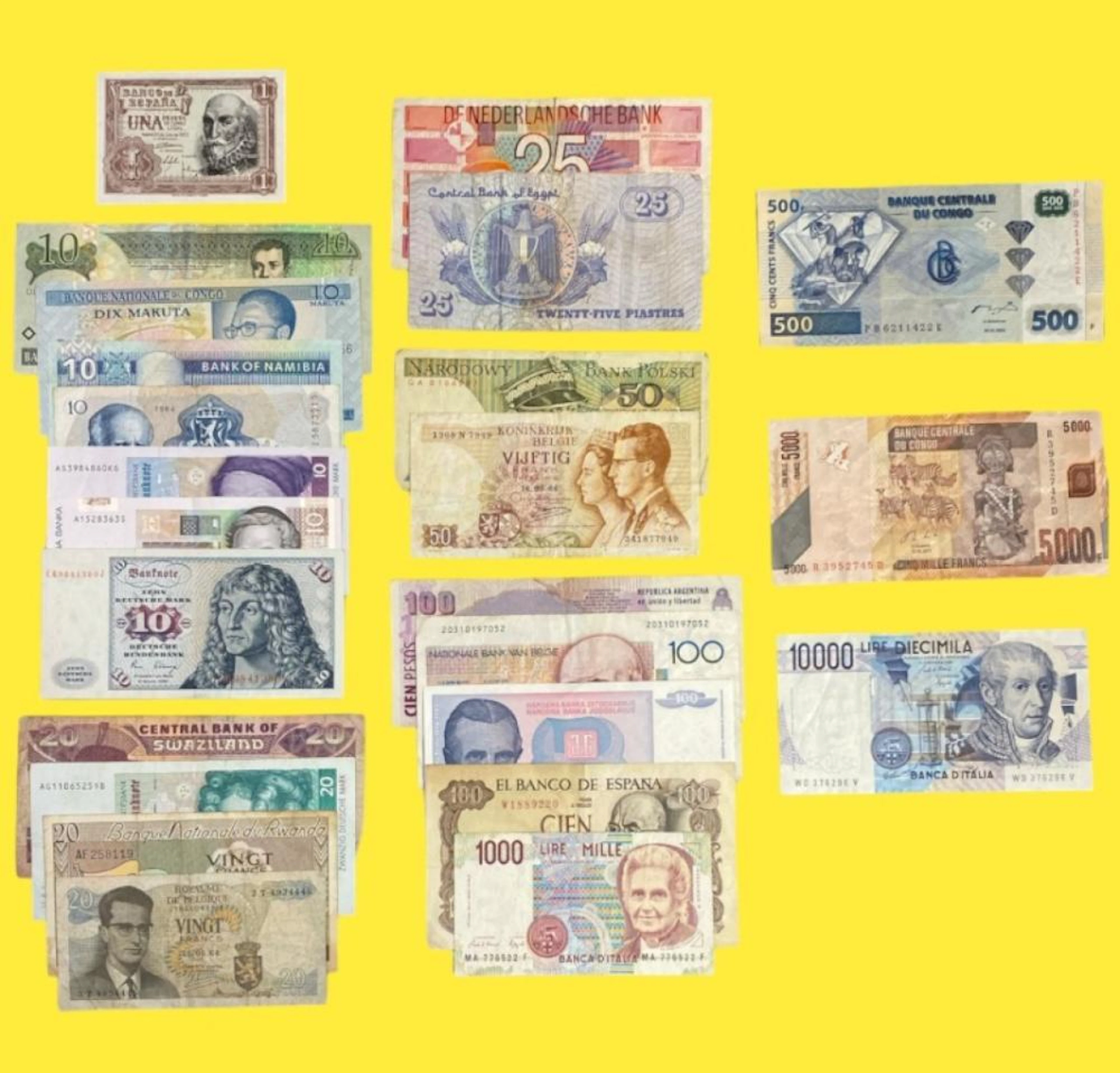 Lote de 24 Notas de diferentes países