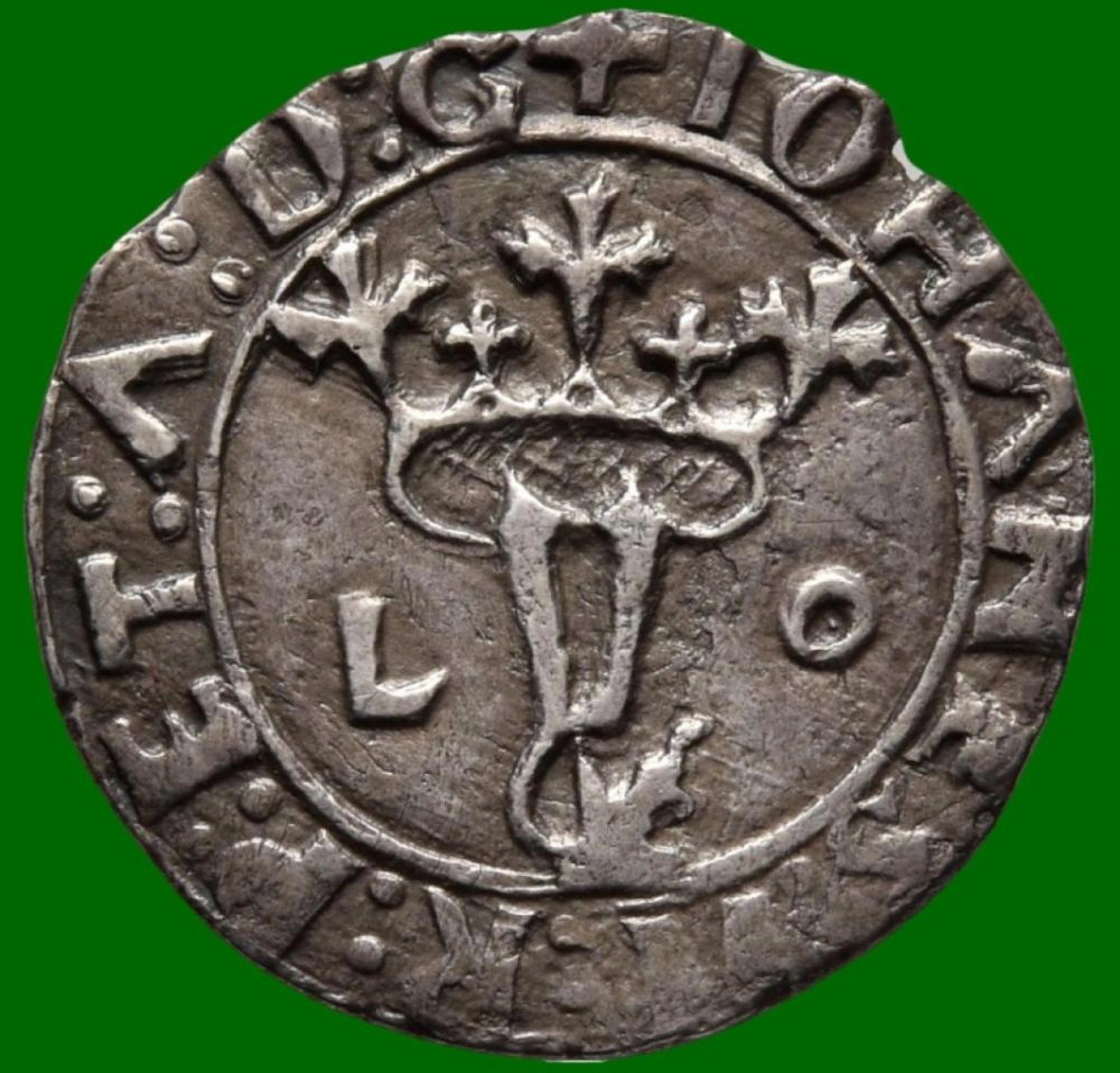 Dom João II, Vintém, Lisboa, Escudo com bordadura, Prata, P.1,65 g.