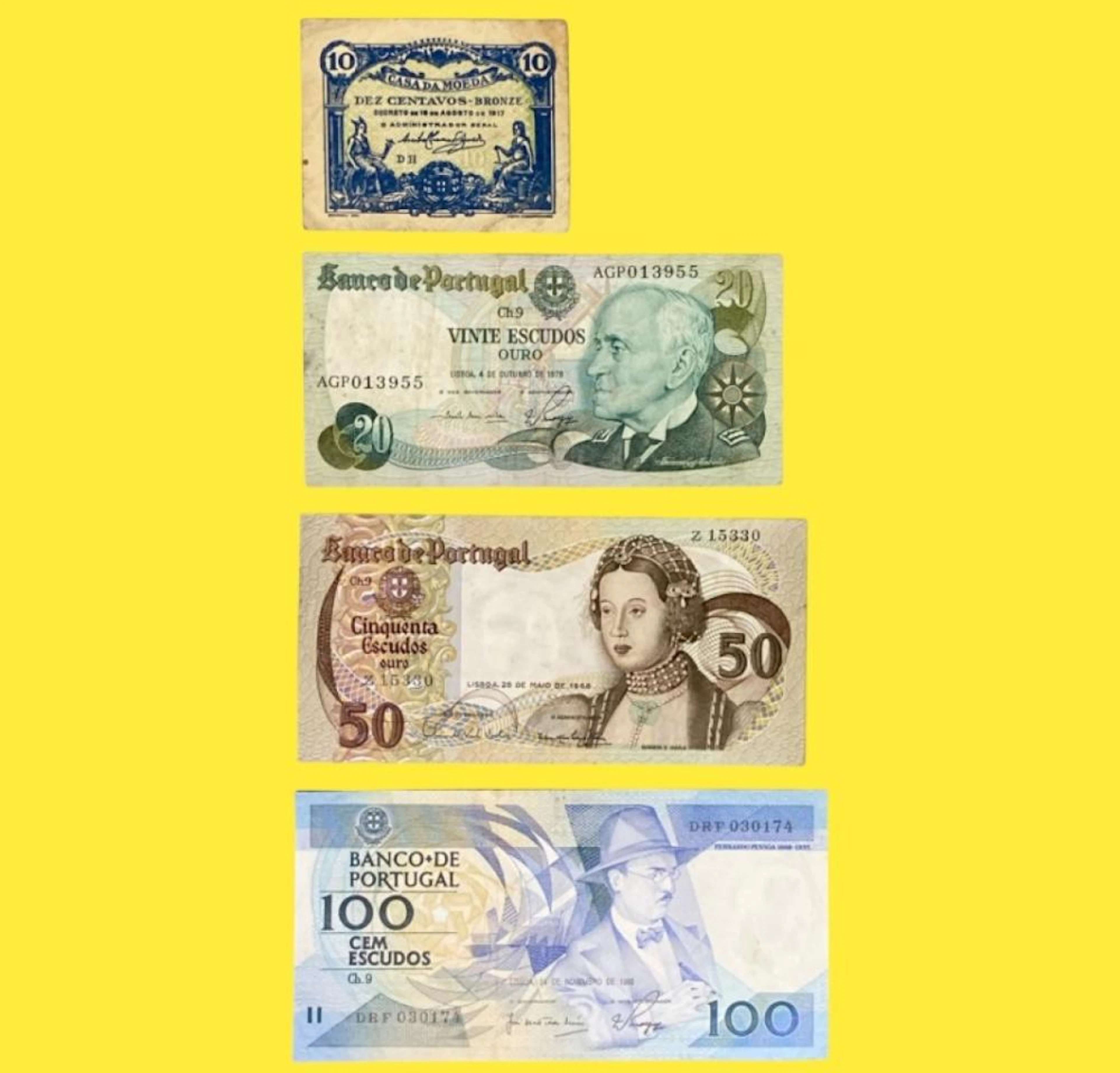 Lote de 6 Notas Portuguesas