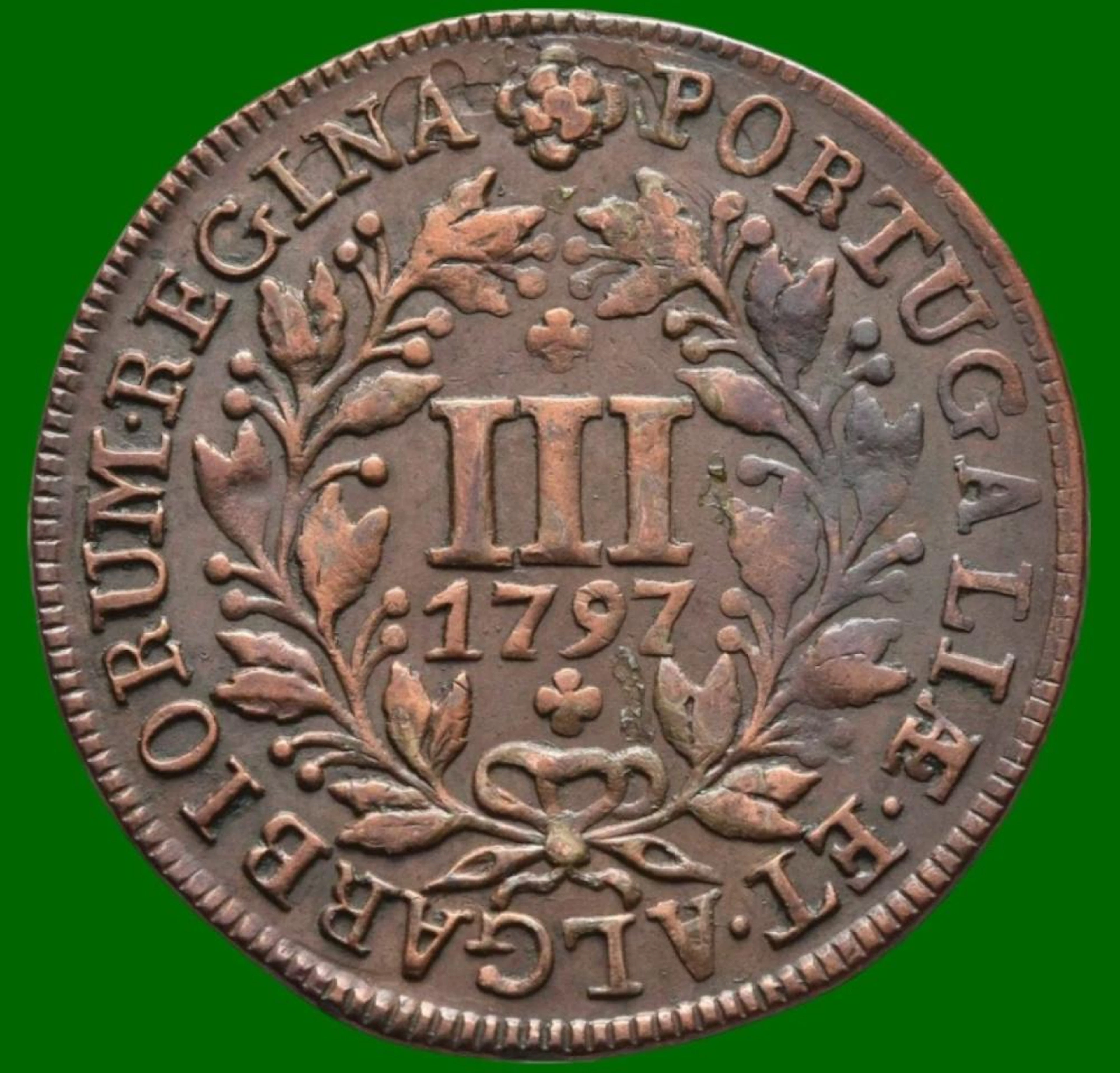 Dona Maria I, III Réis, 1797, Cobre