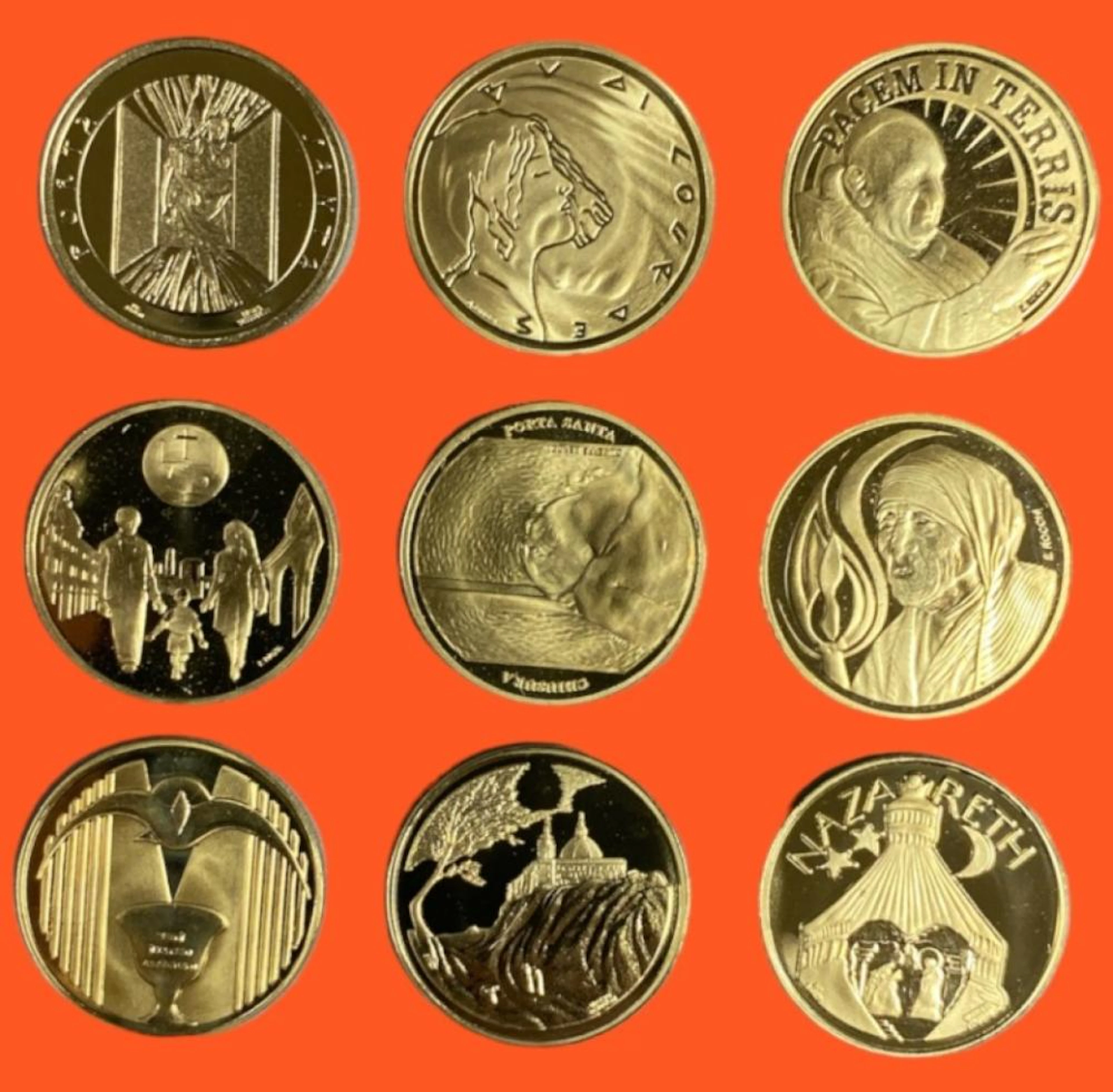 25 Medalhas Comemorativas do Vaticano - Jubileu de 2000, Ouro (750%)