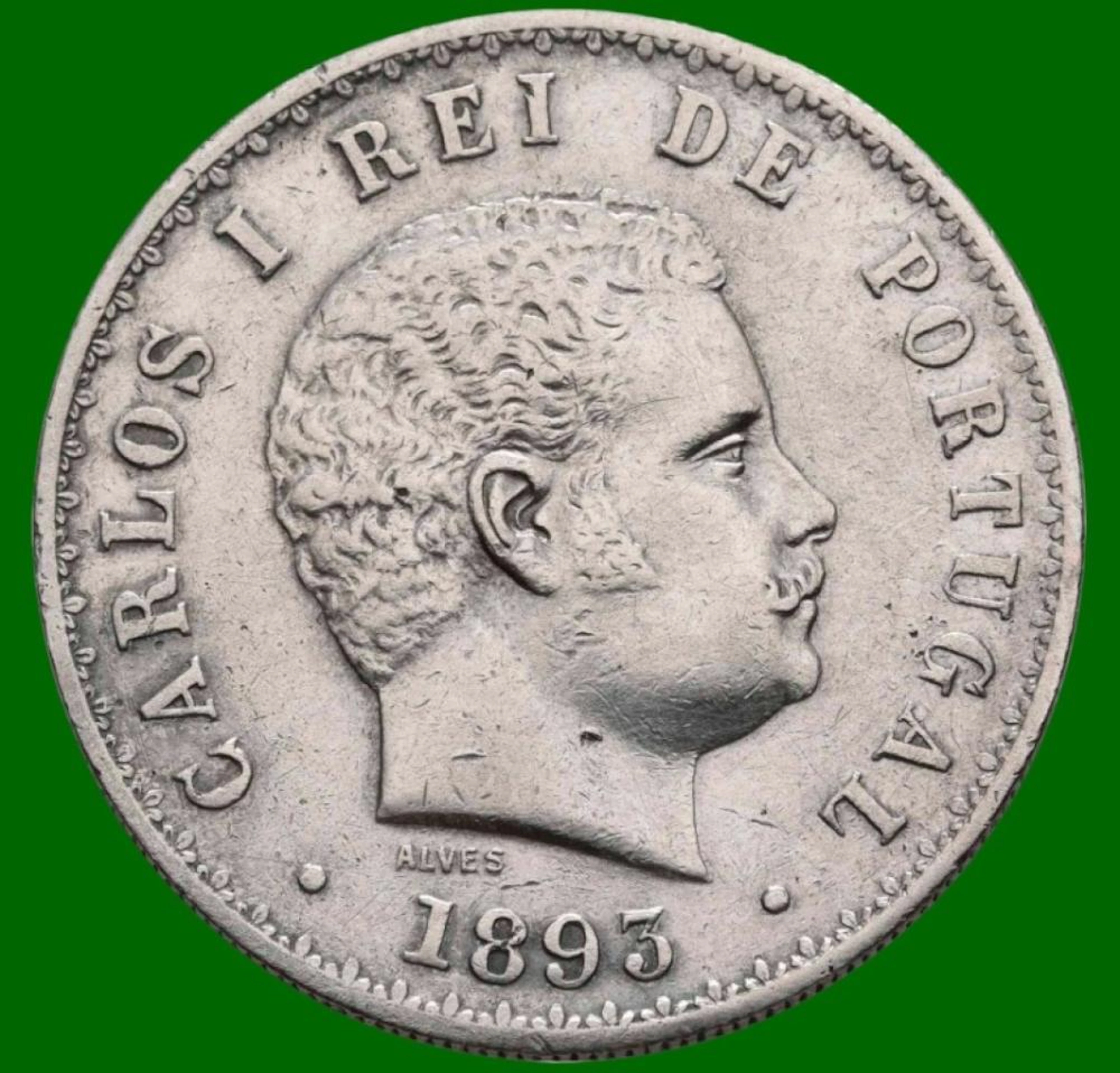 Dom Carlos I, 500 Réis,1893, Prata, P.12,44 g.