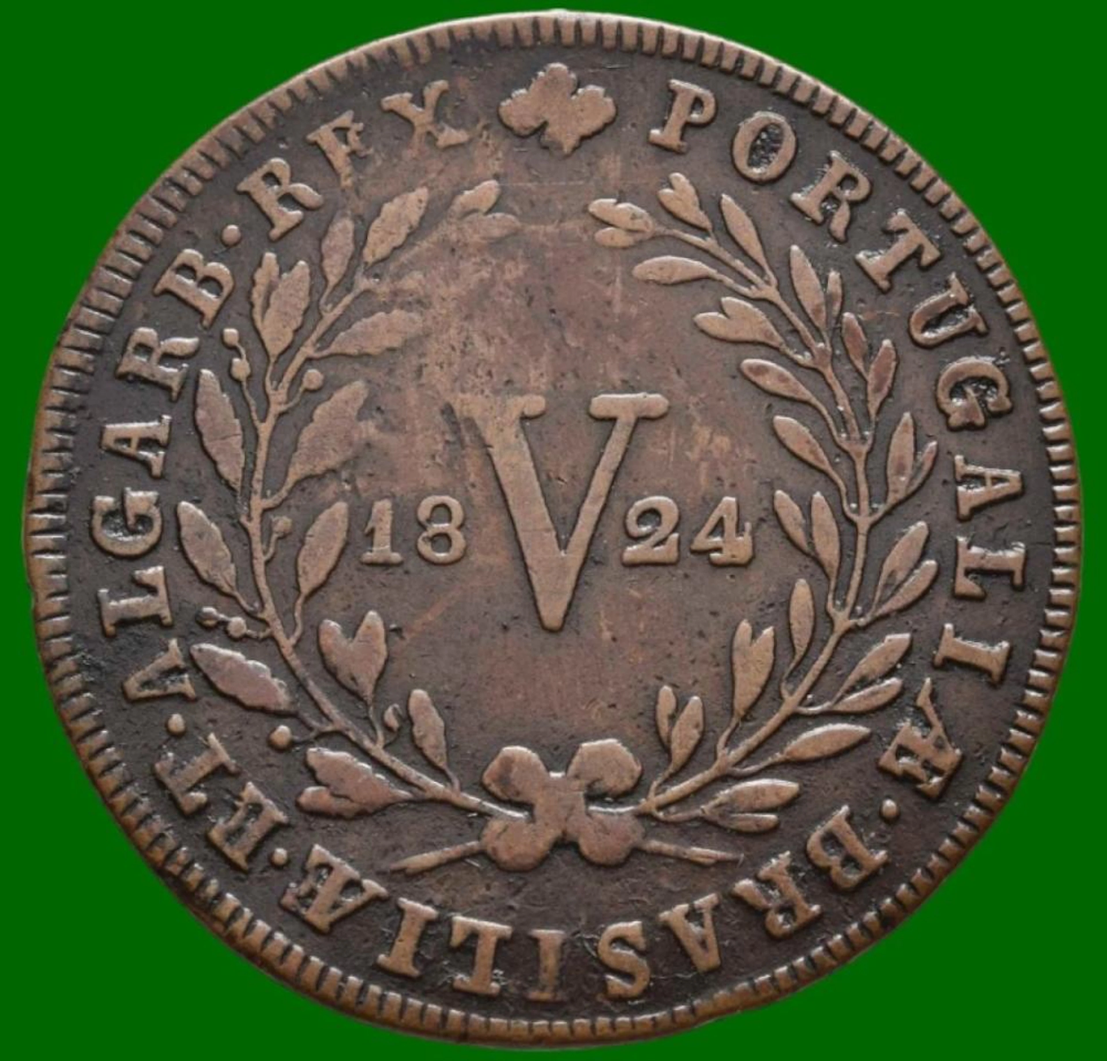 Dom João VI, V Réis, 1824, Cobre