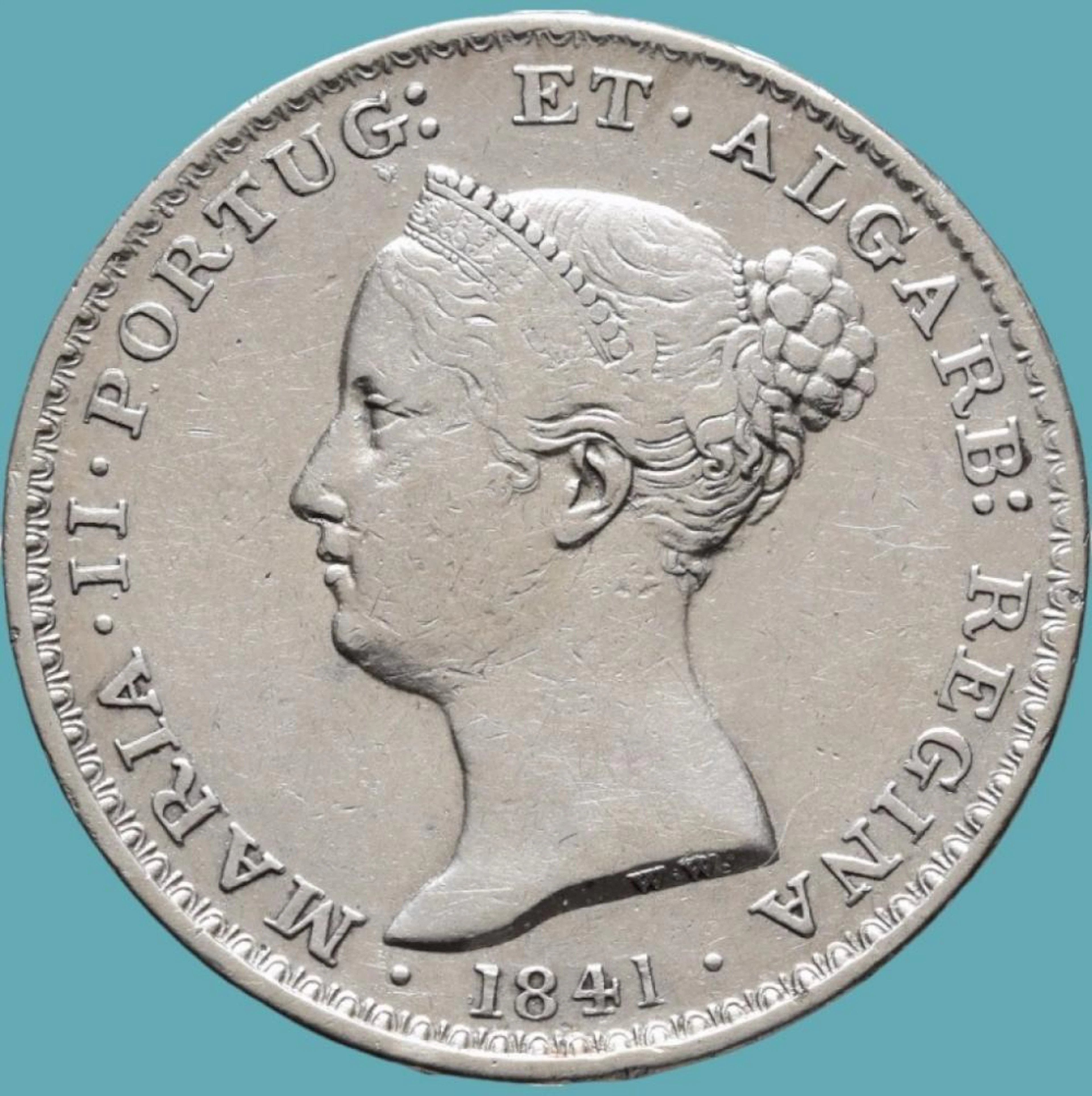 Dona Maria II, Meia Coroa, 5 Tostões (500 Réis), 1841, Prata, P.14,74g.