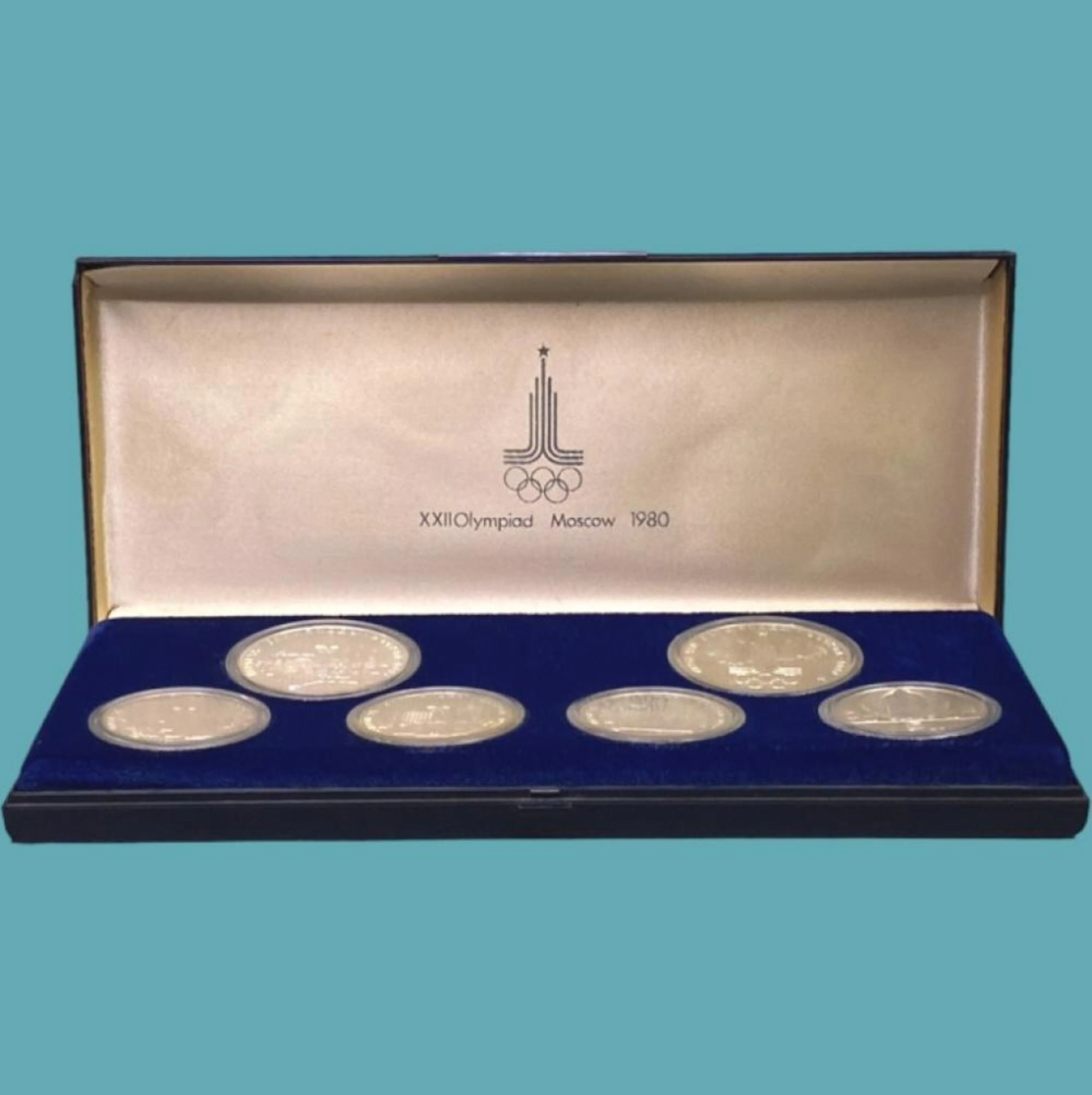 Lote de 6 Moedas, "XXII Olympiad Moscow - 1980", Prata, P.132,24 g.