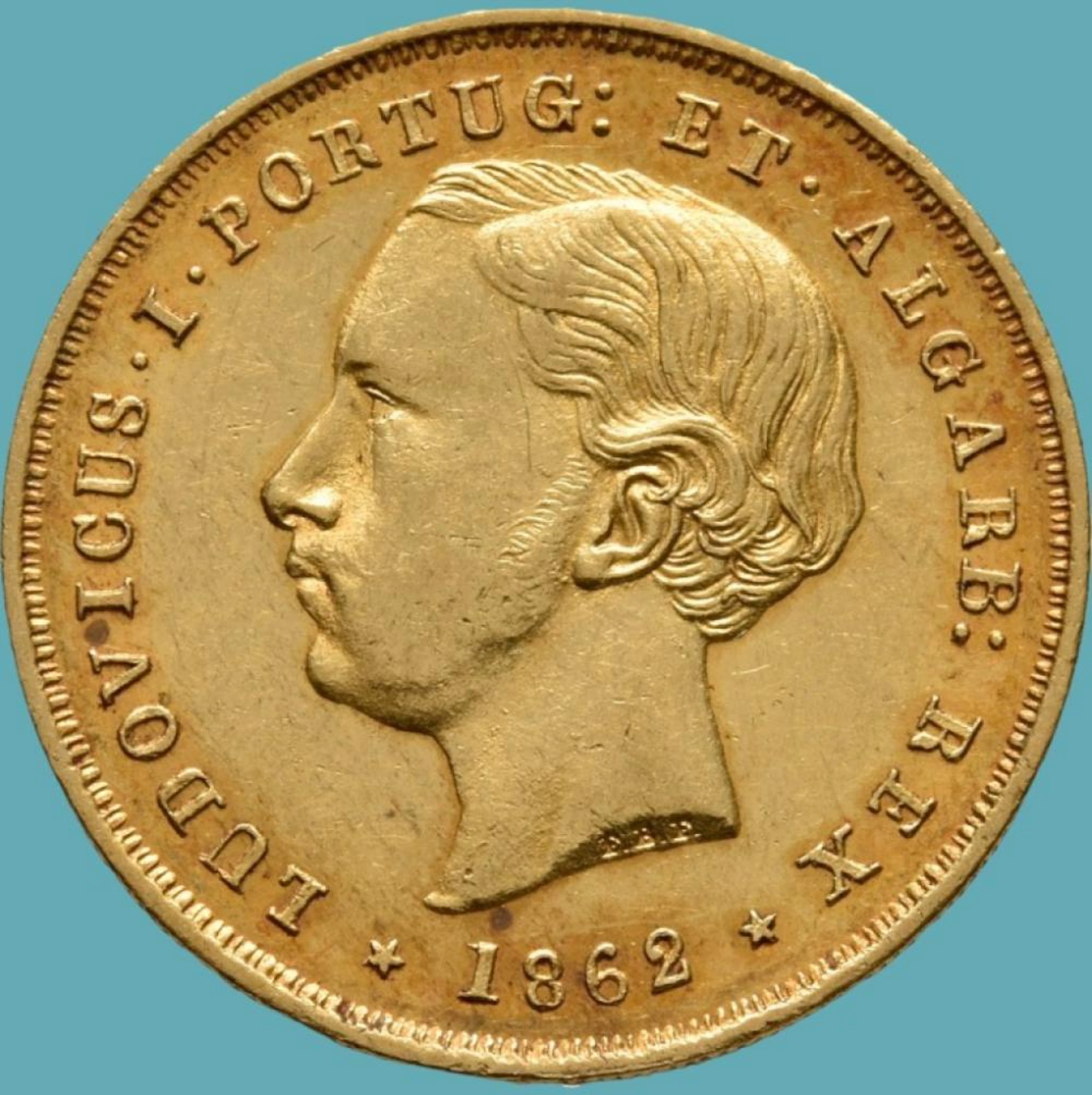 Dom Luís I, 5.000 Réis, 1862, Ouro, P.8,87 g.