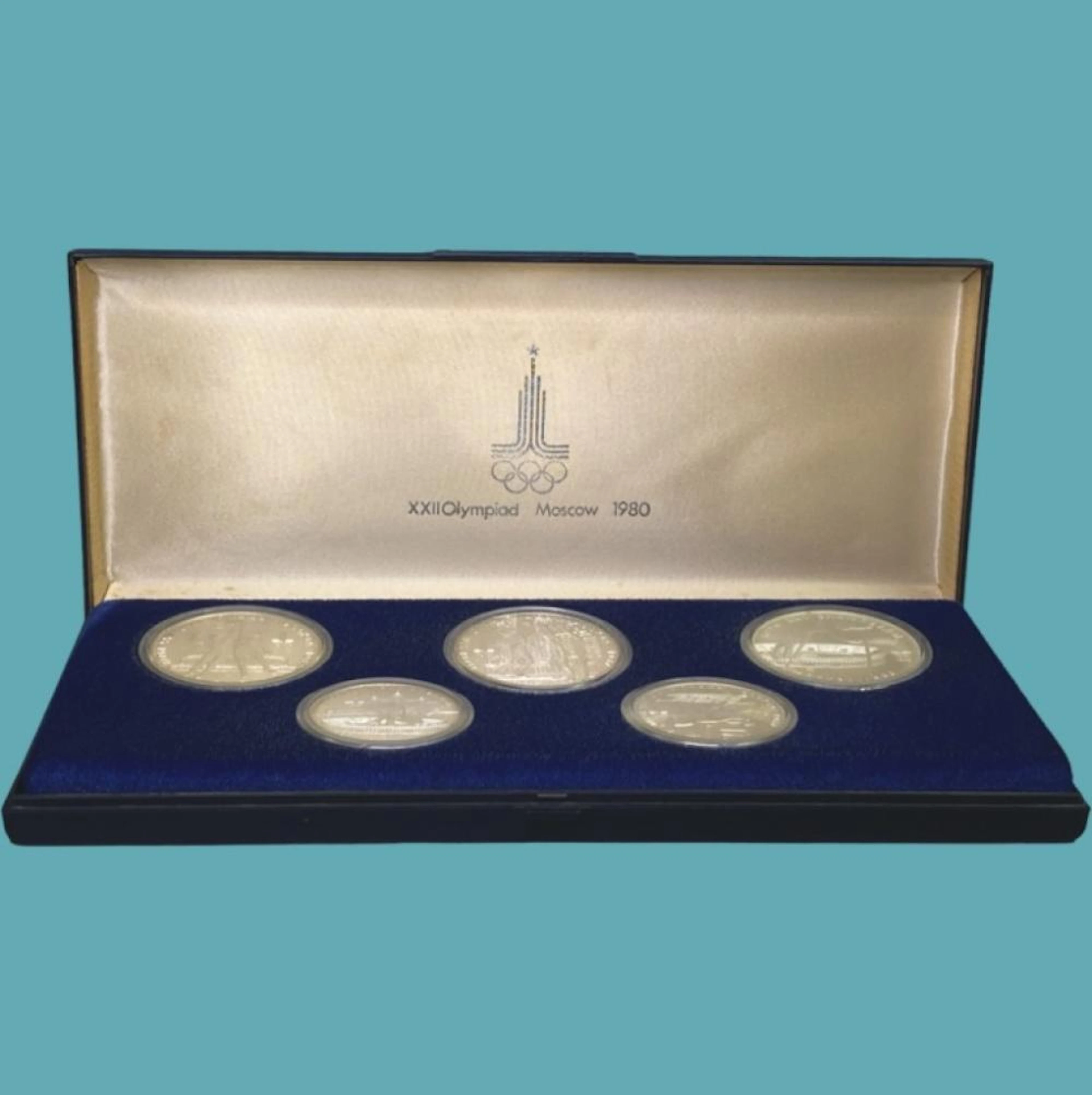 Lote de 5 Moedas, "XXII Olympiad Moscow - 1980", Prata, P.133,06