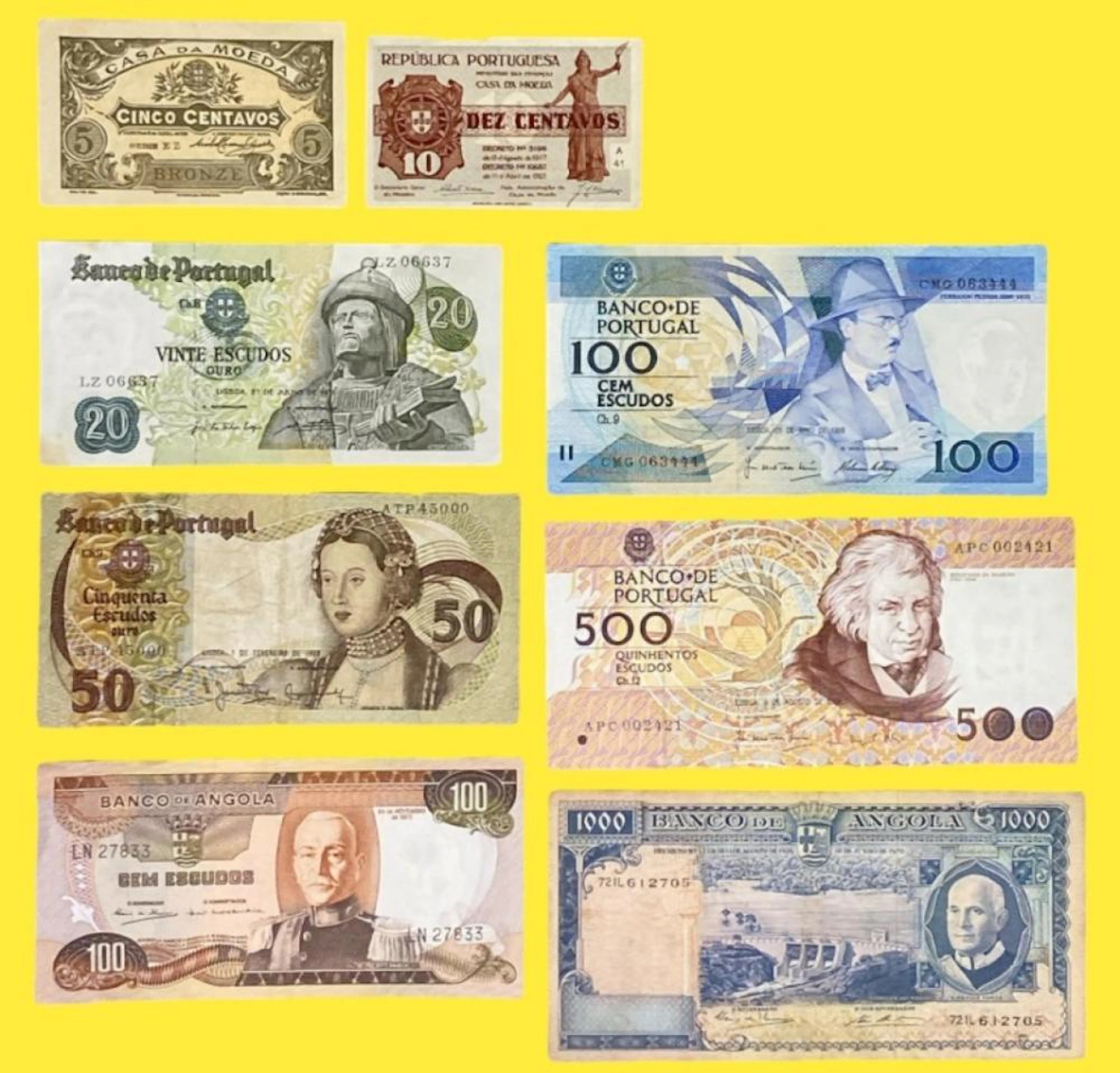 Lote de Notas - Centavos e Escudos, Portugal e Angola