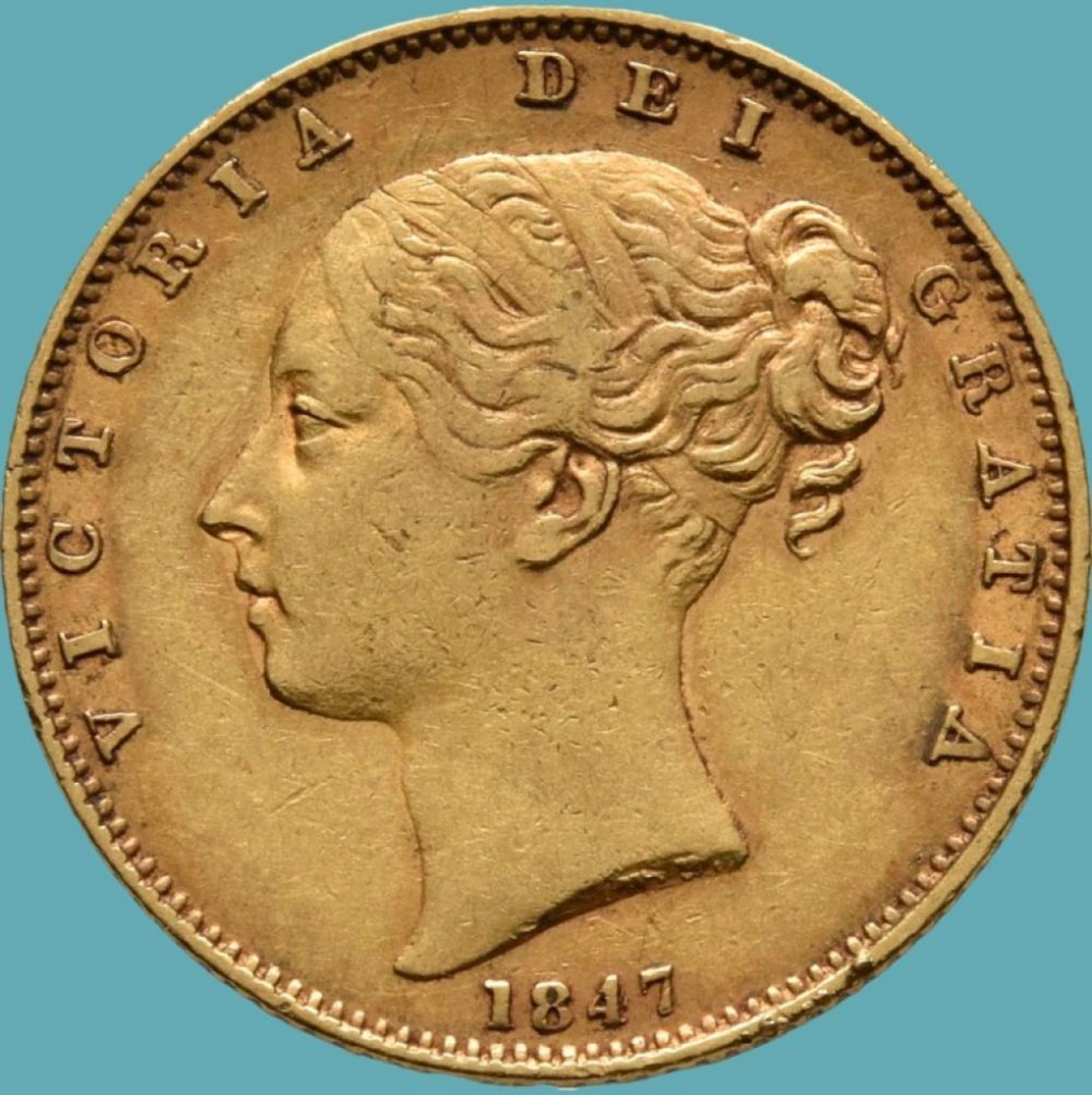 Rainha Victória, 1 Libra, 1847, Reino Unido, Ouro, P.7,94 g.