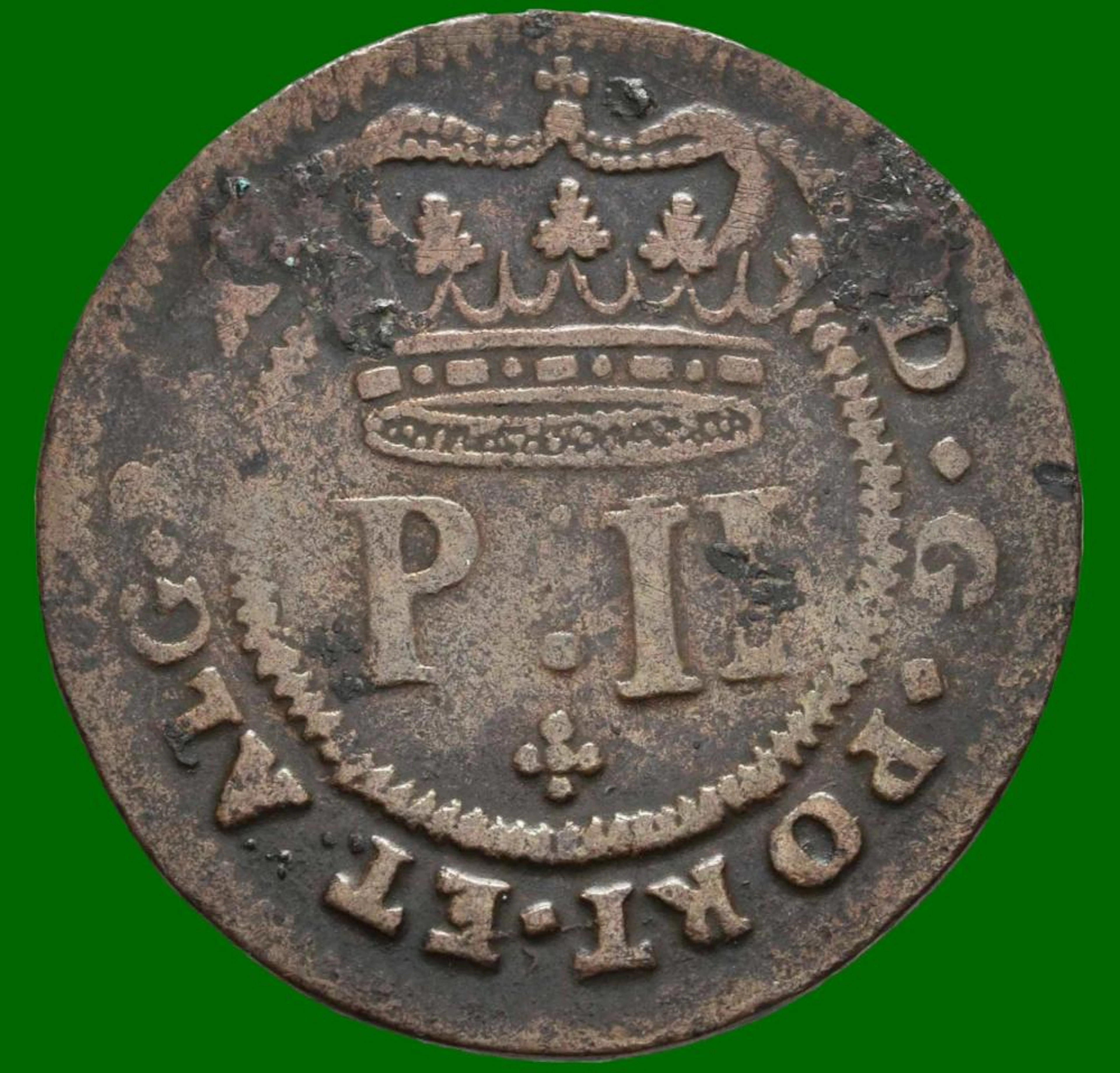 Dom Pedro II, III Réis, 1699, Grinalda direita, Cobre