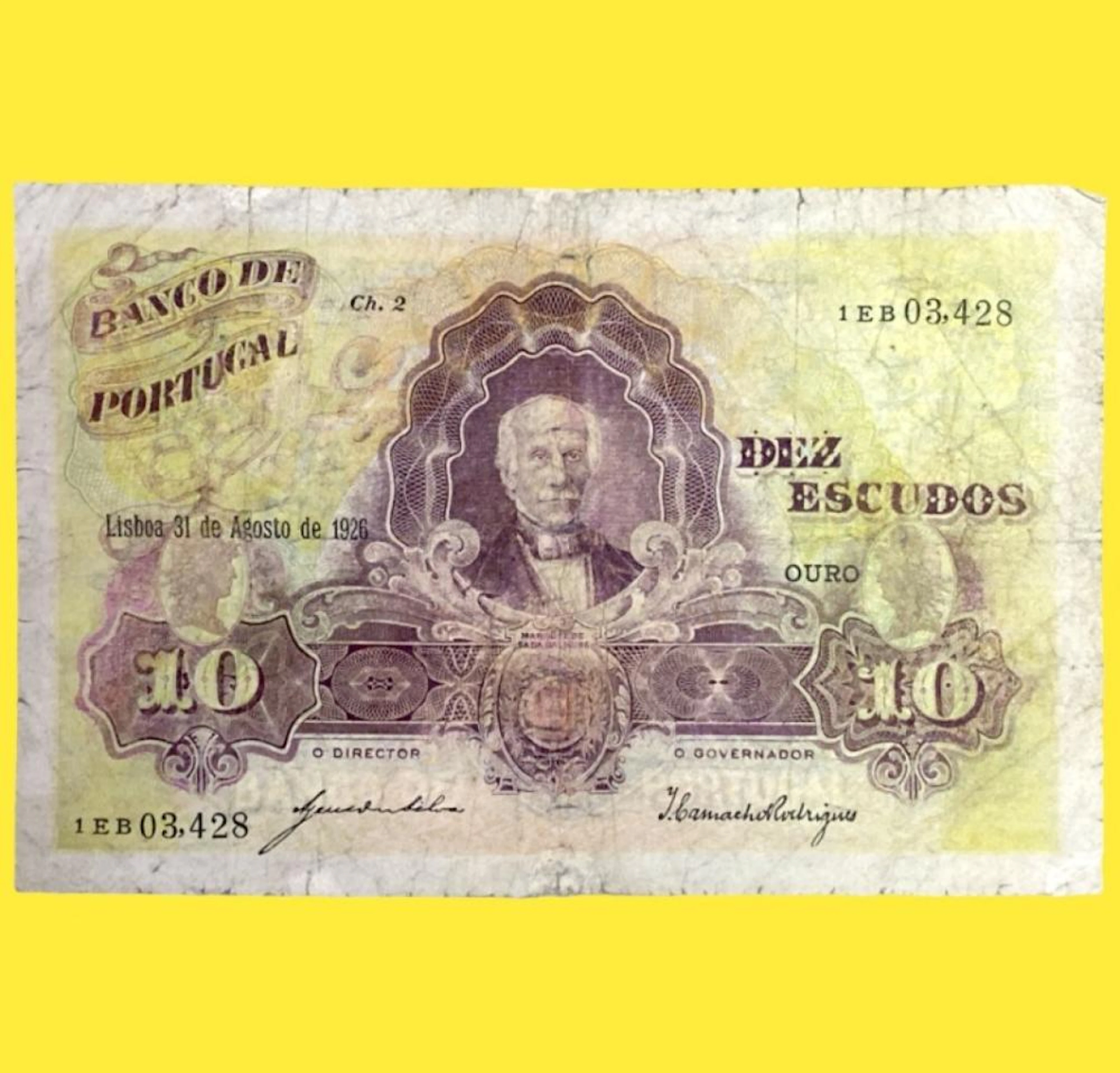 10 Escudos, Chapa 2, 1926, Portugal