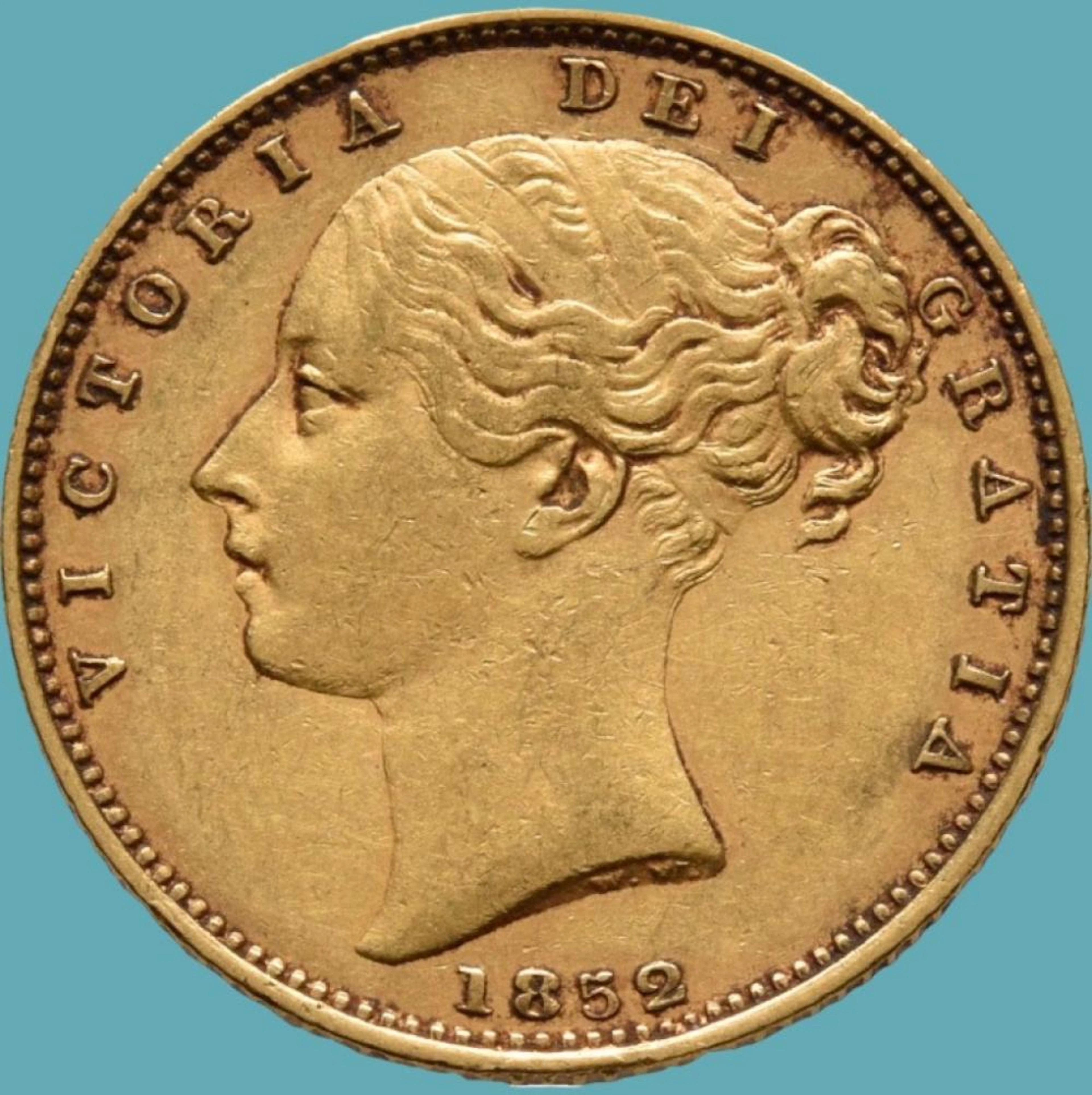 Rainha Victória, 1 Libra,1852, Reino Unido, Ouro, P.7,98 g.