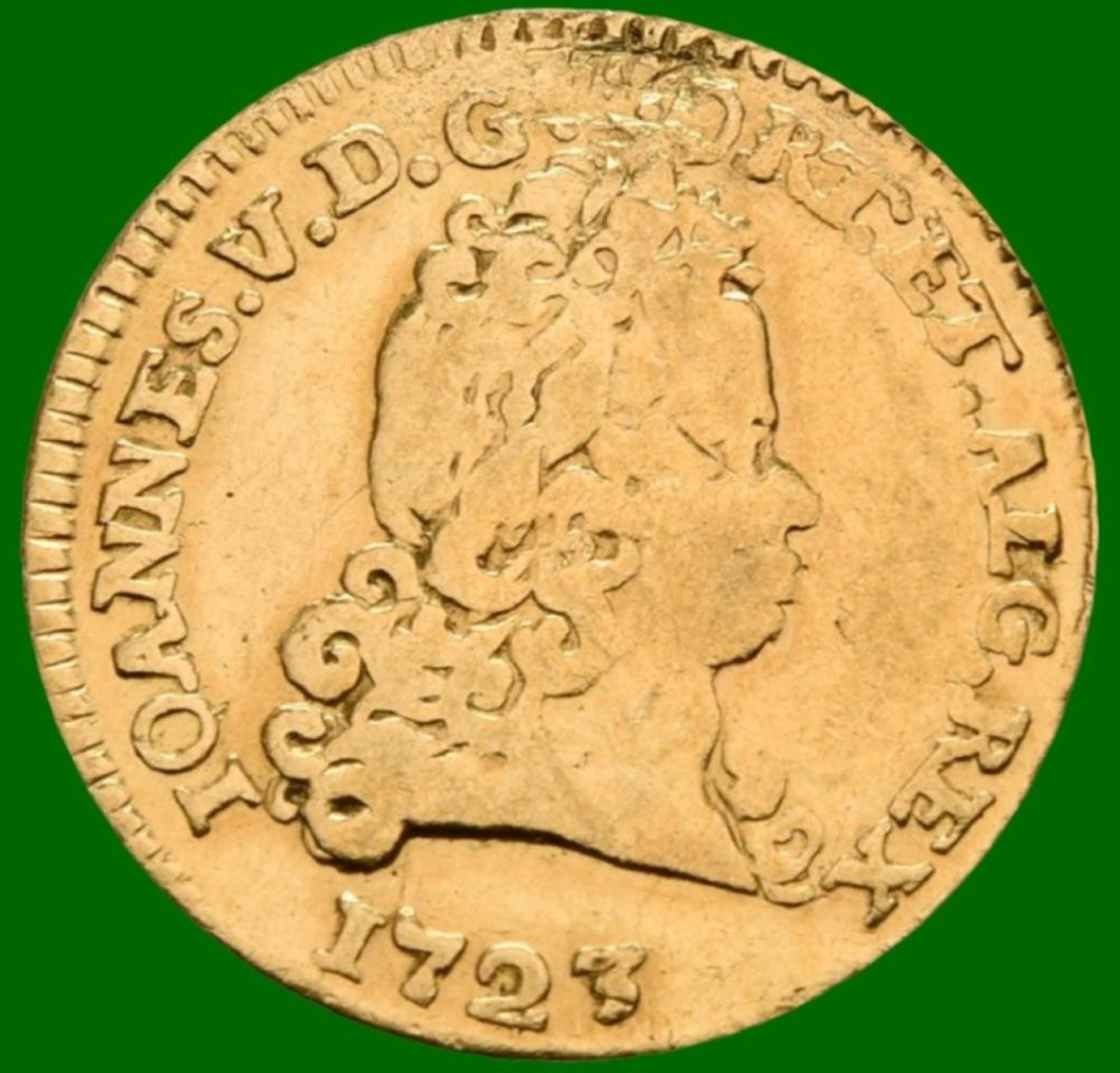 D. João V, Meio Escudo,L, 1723, Ouro, P.1,70 g.