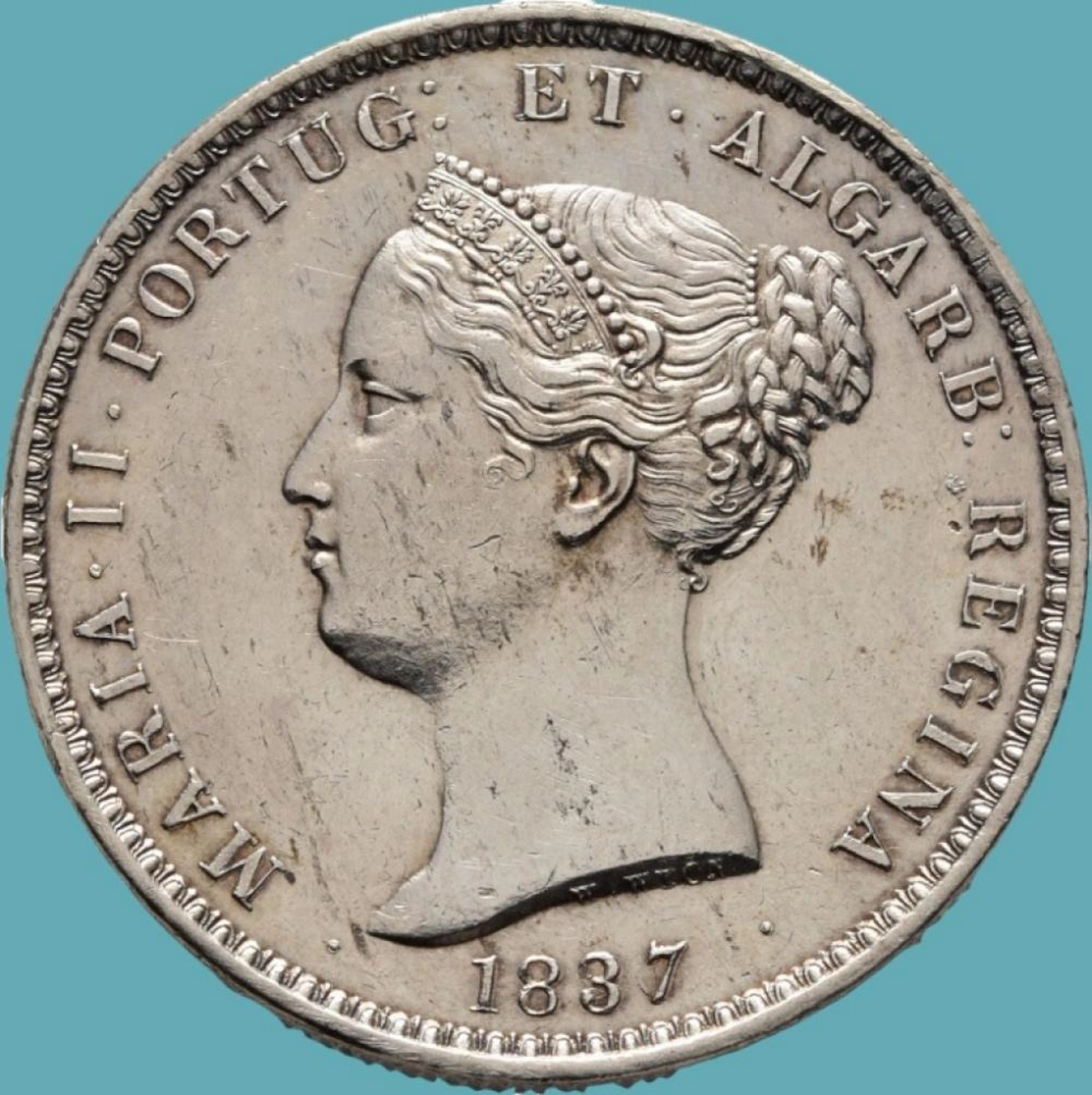 Dona Maria II, Coroa, 10 Tostões (1.000 Réis), 1837, Prata, P.26,90 g.