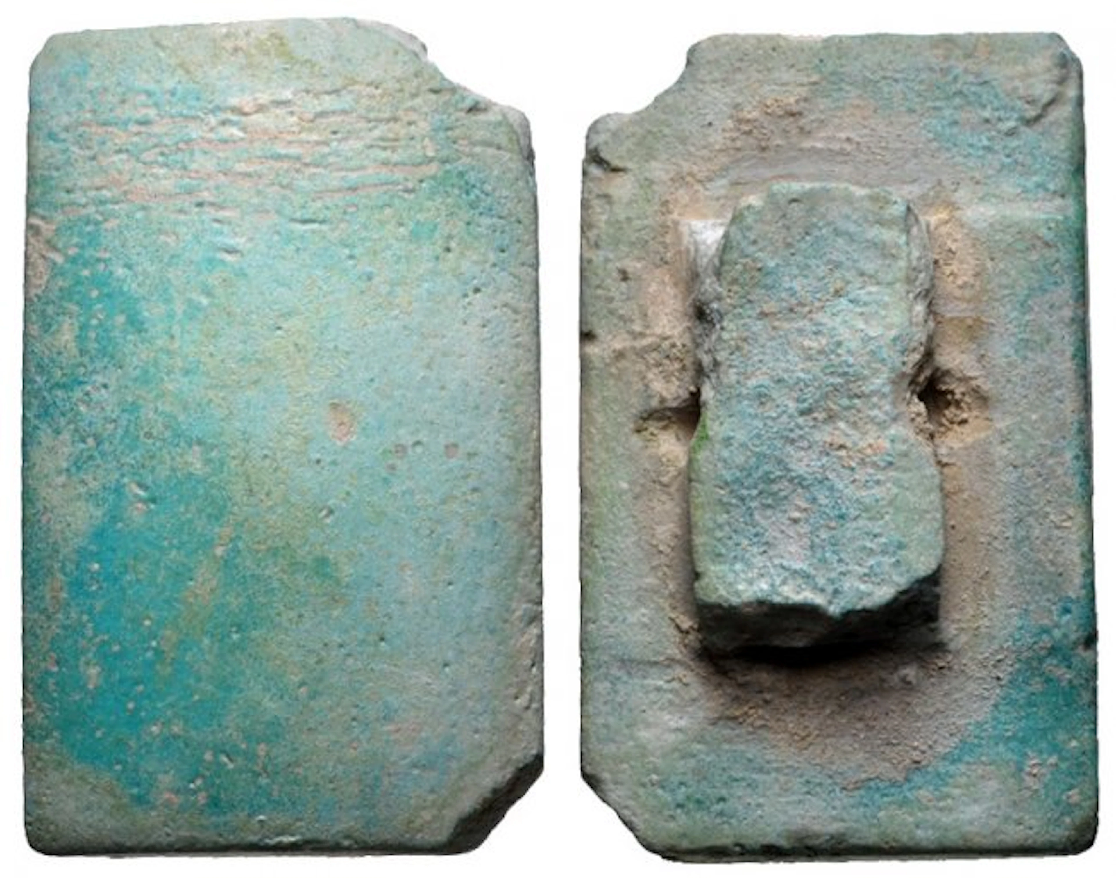 Ancient Egyptian Blue-green faience tile. Old Kingdom,