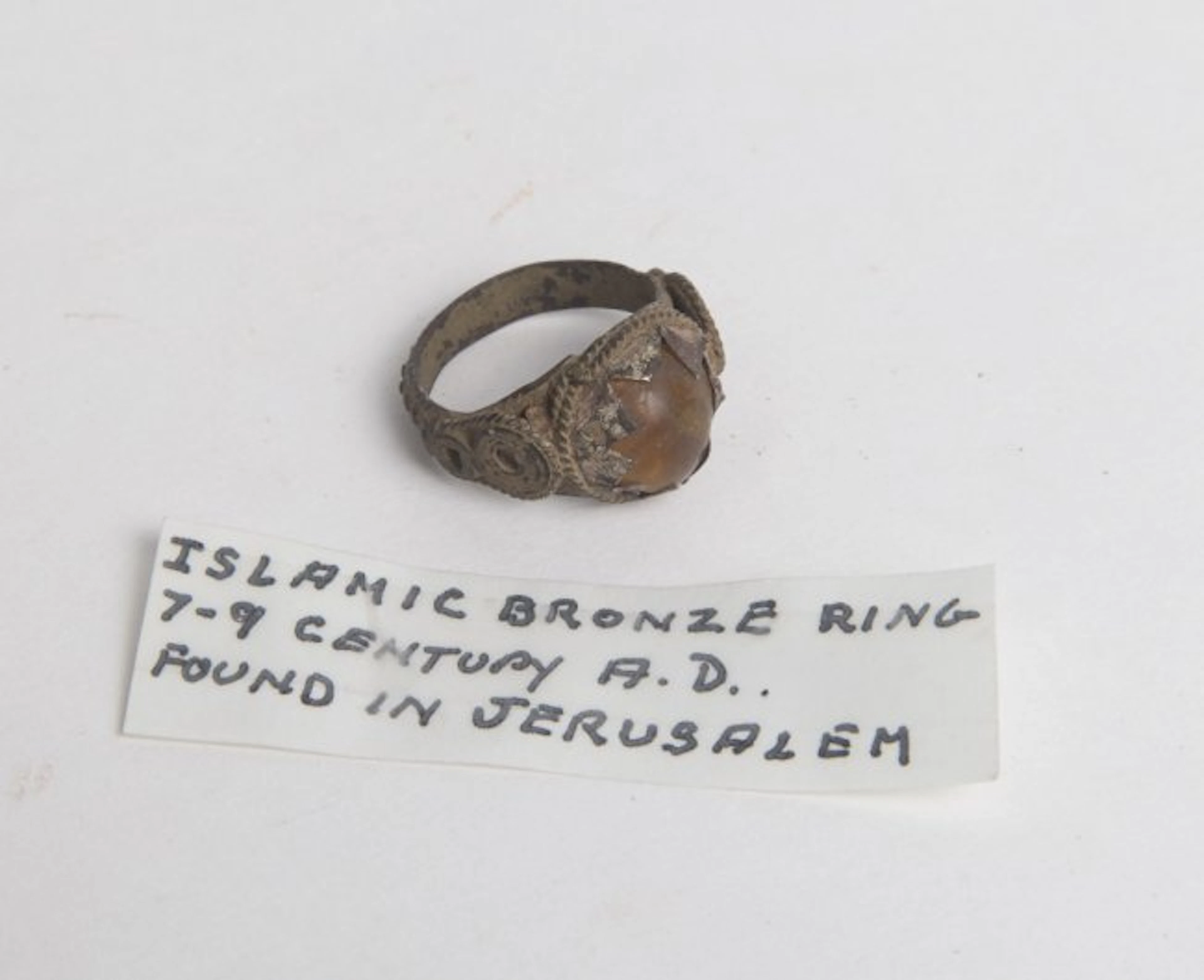 Ancient Islamic Bronze Ring with glass c.9th century AD