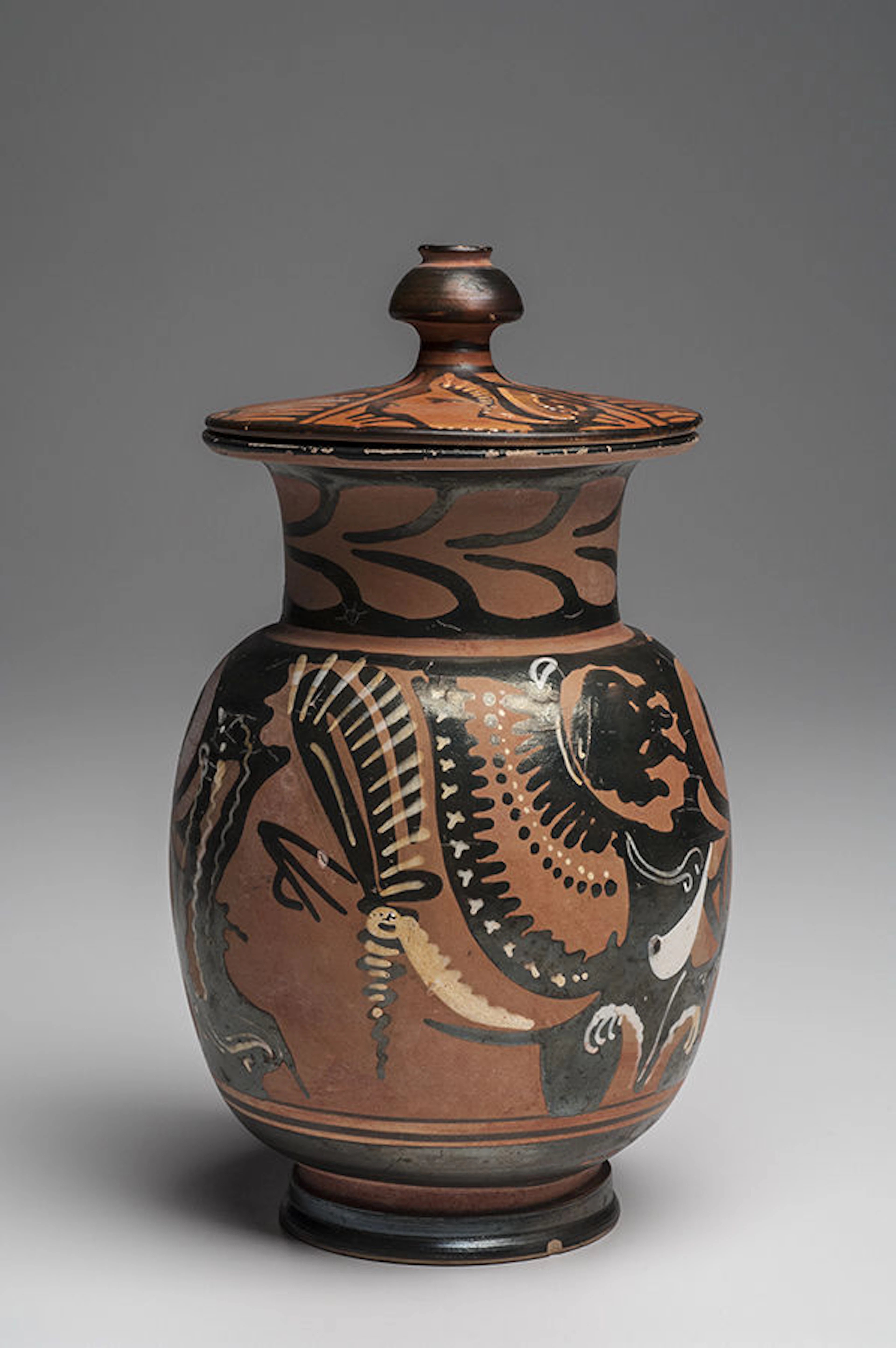 Ancient Apulian Lady of Fashion Lidded Olpe Ca. 350 B.C.
