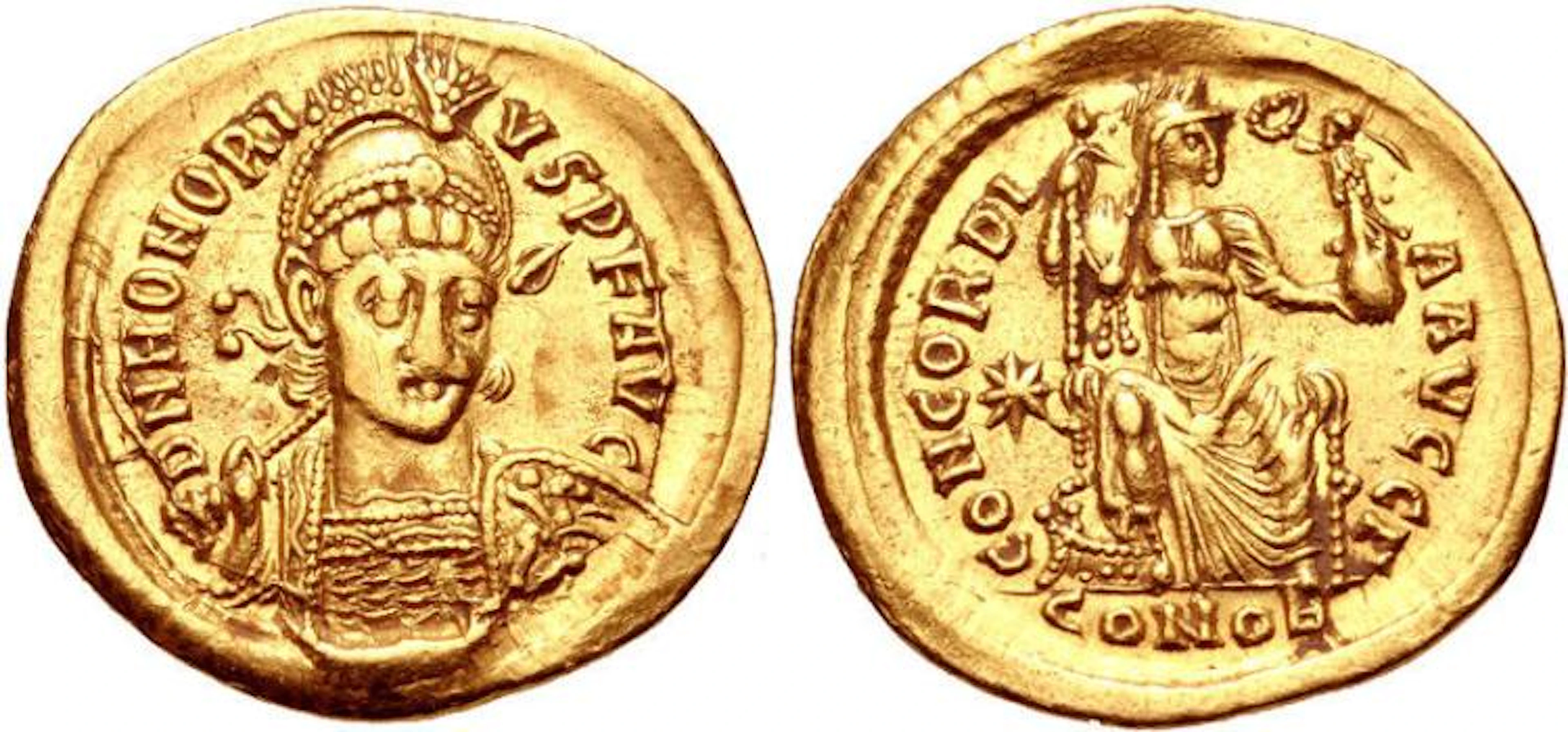 Ancient Honorius. AD 393-423. AV gold Solidus (22mm, 4.49 g, 6h).