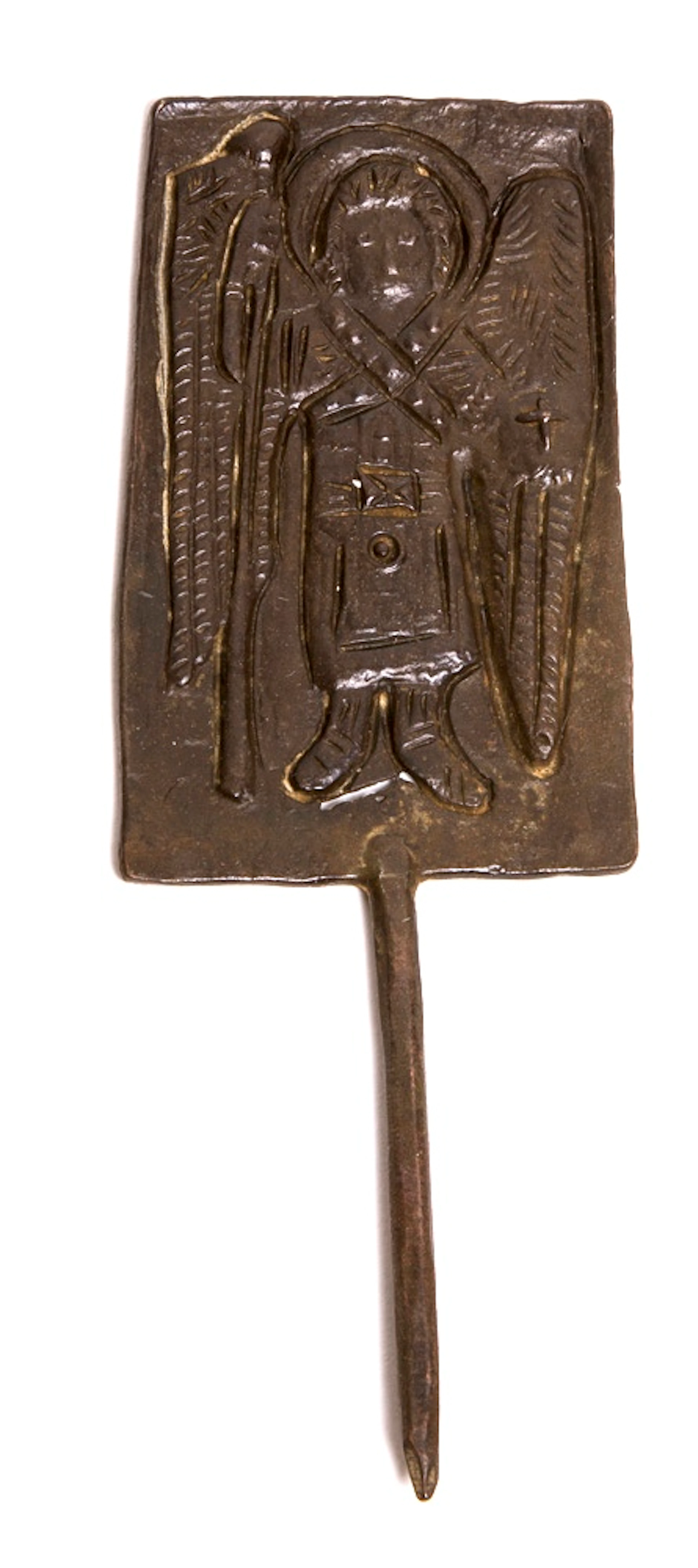 Ancient Byzantine Bronze Plaque with Saint c.8th cen AD.