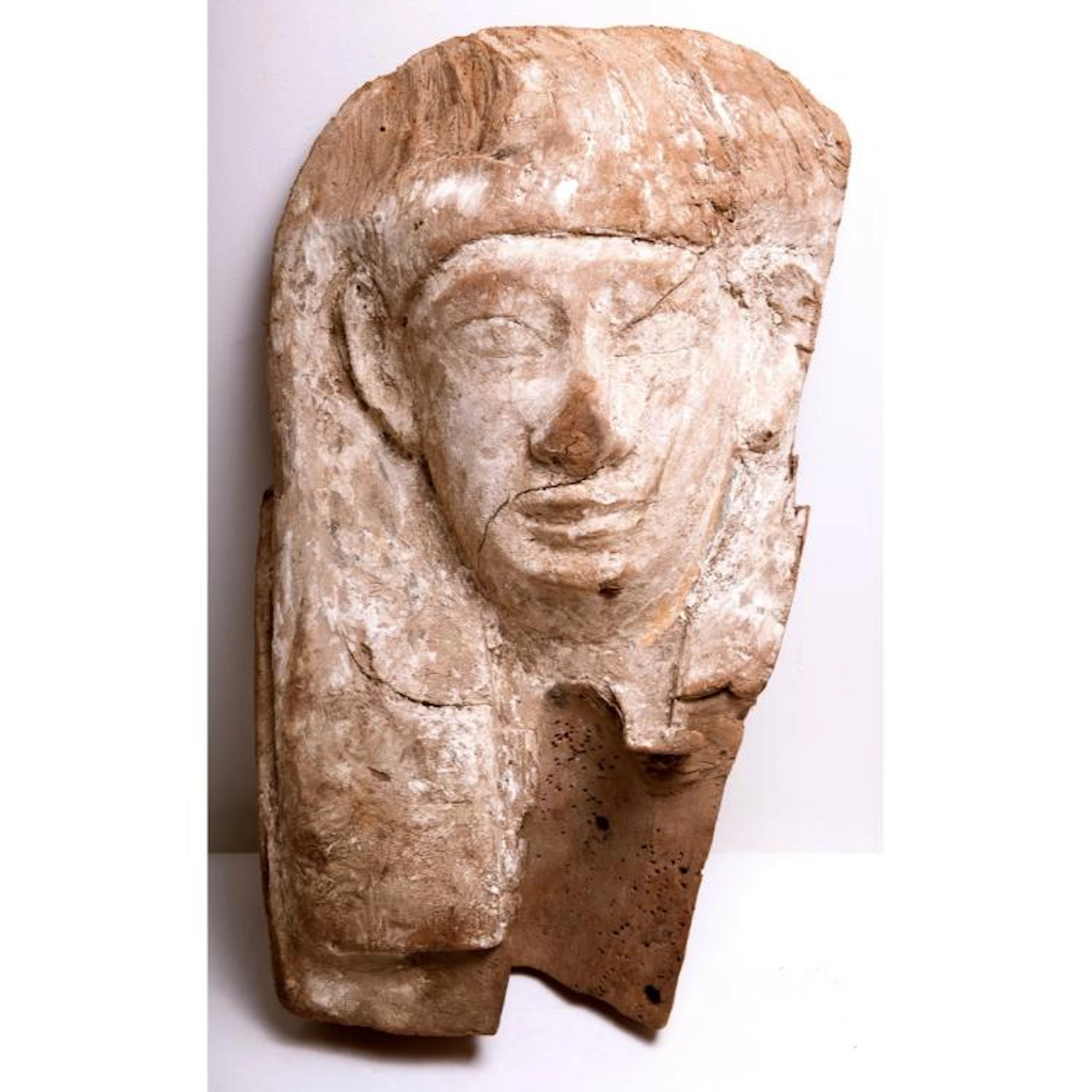 Ancient Egyptian Upper Sarcophagus Wood Mask c.664 BC.