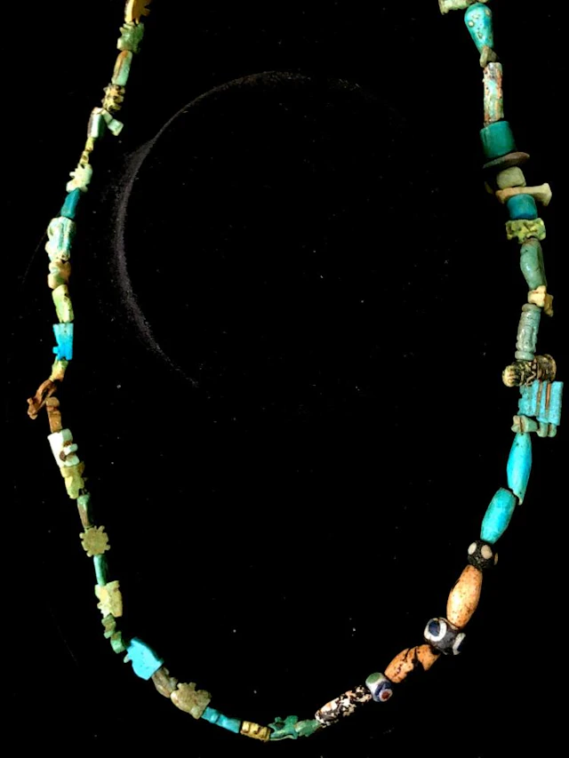 Ancient Egyptian Faience Amulets Necklace c.664-332 BC.