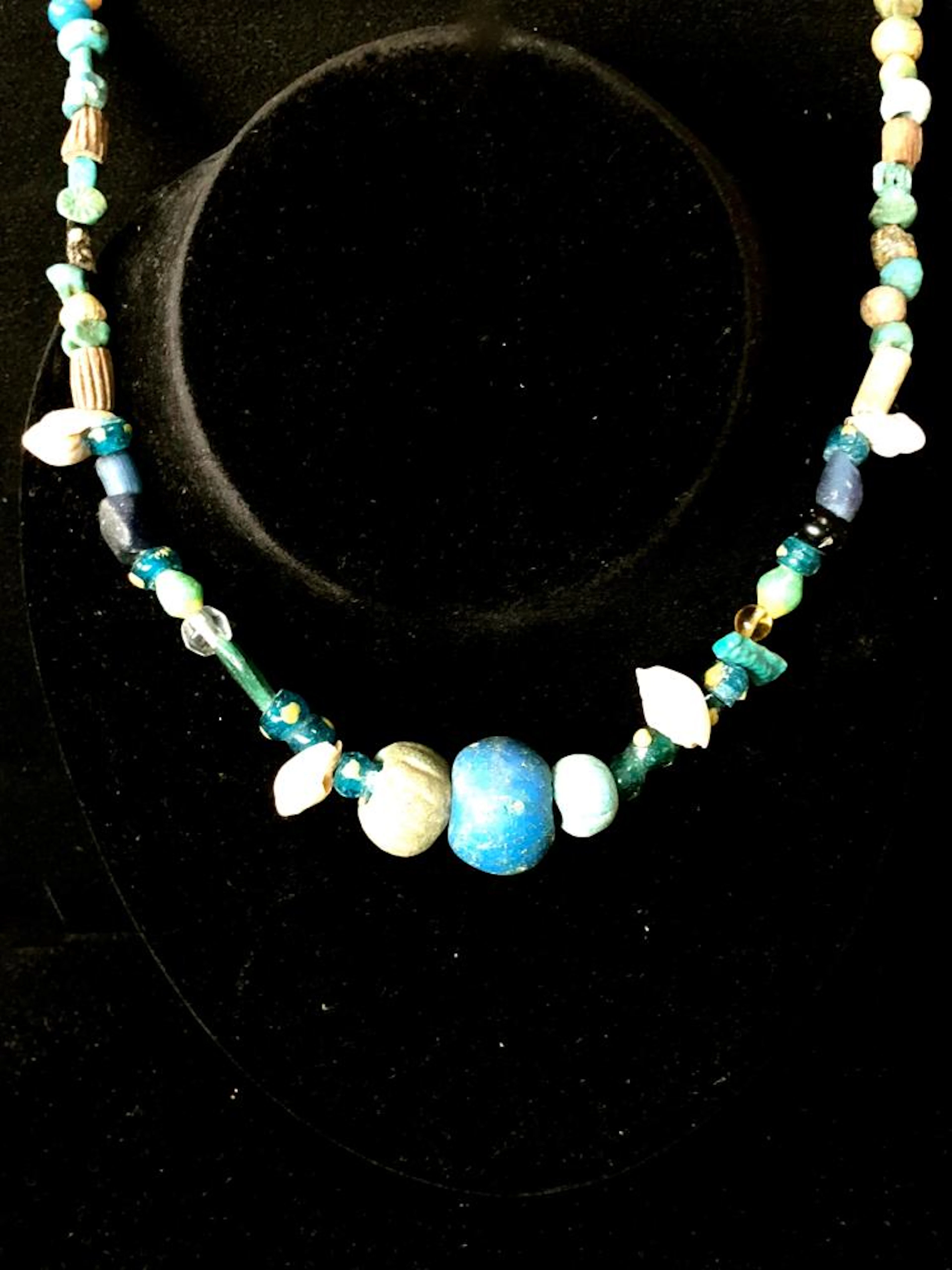 Ancient Egyptian Faience and Glass Beads Necklace c.300 BC.