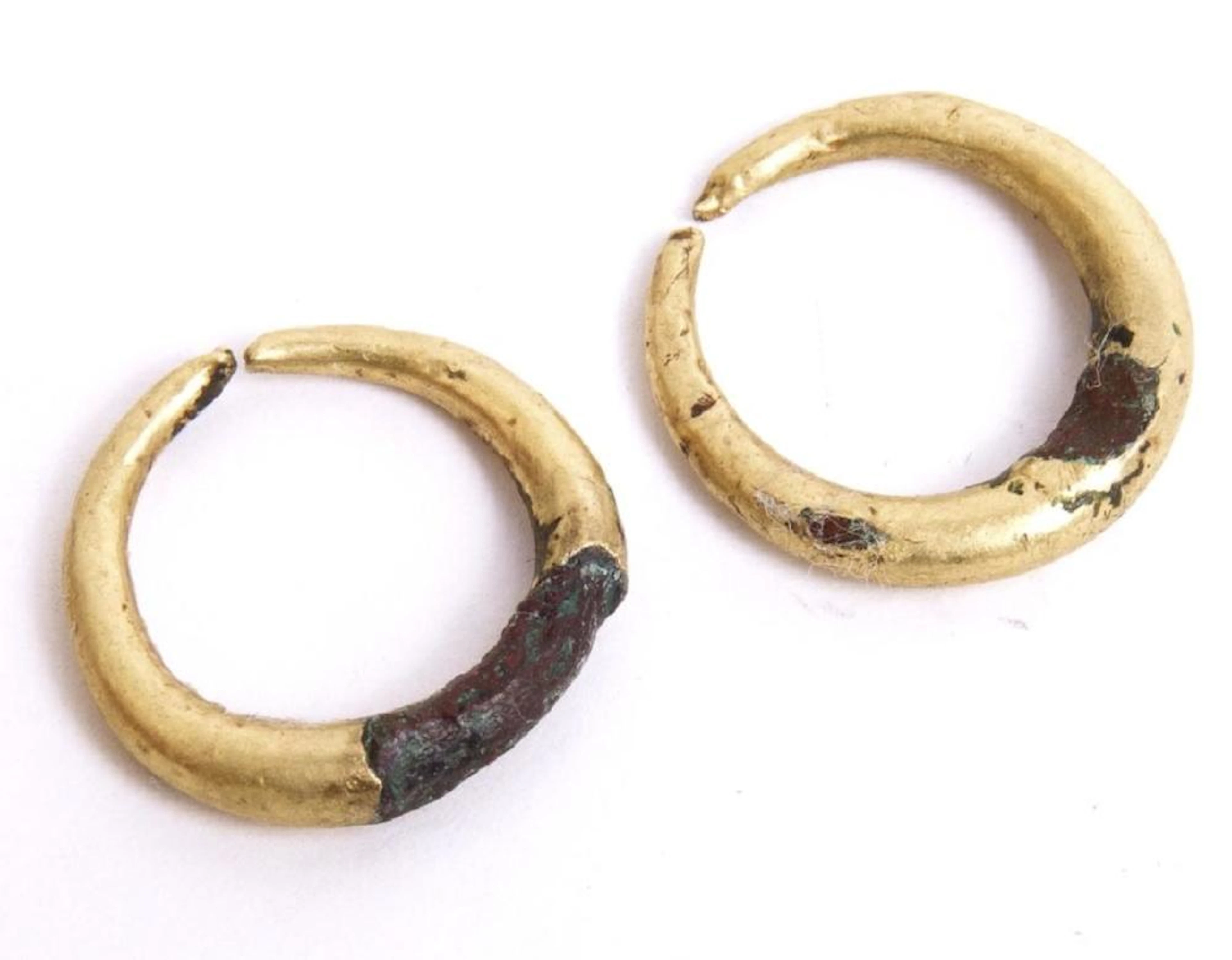 Ancient Roman Gold bronze core Earrings c.2nd cent AD.