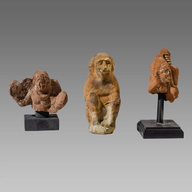 Lot of 3 Ancient Egyptian ALexandria Terracotta figure c.1st century AD.